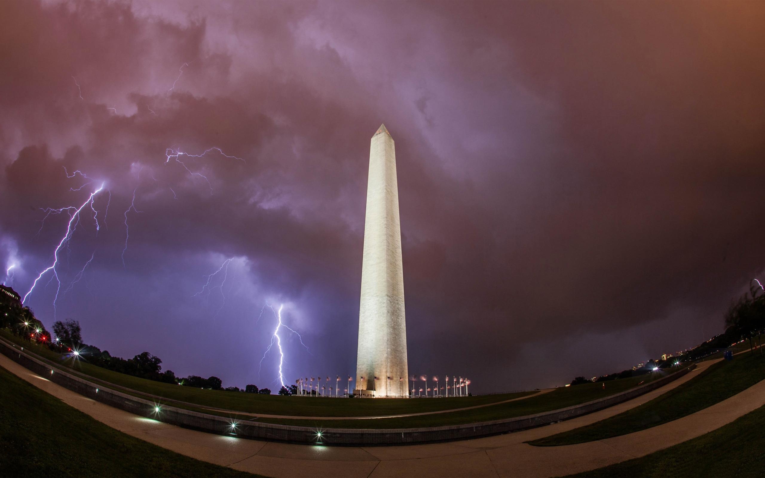 Washington Monument, Gewitter, Städte, HD, Fotografie, 2560x1600 HD Desktop