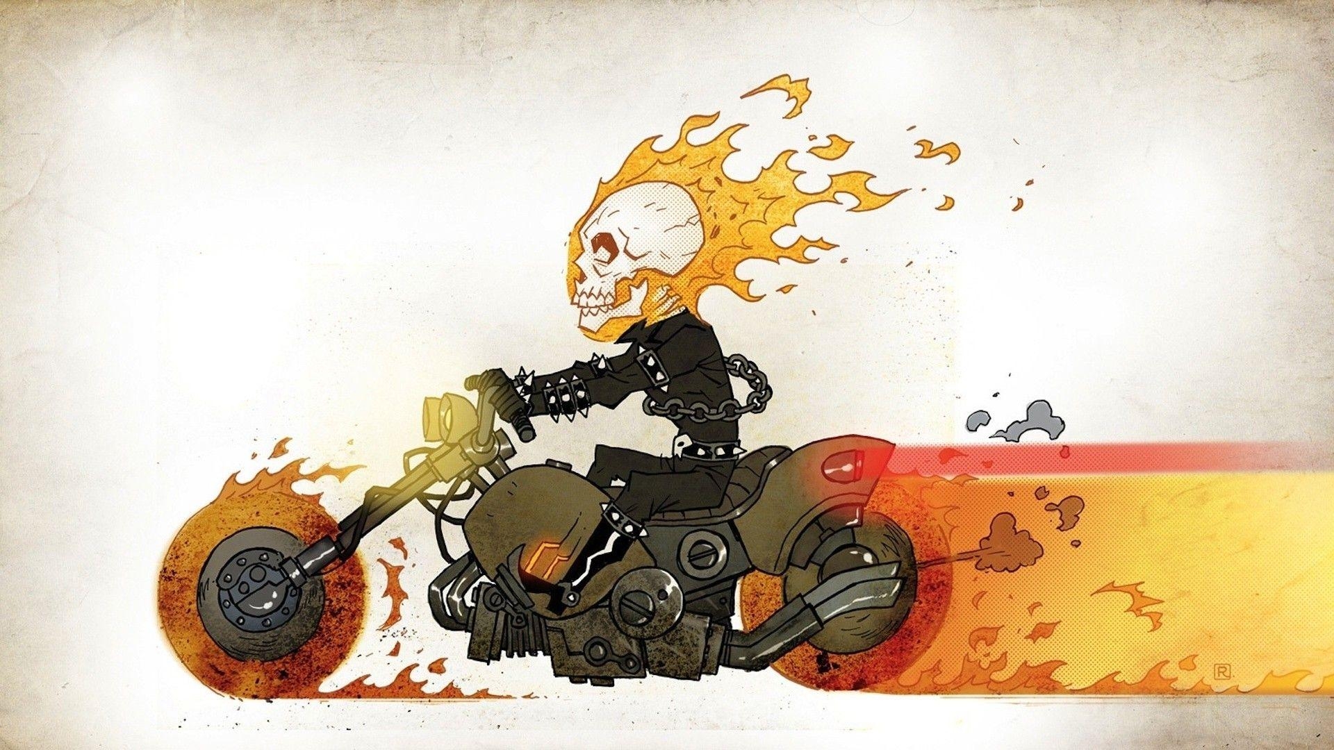 Ghost Rider, Animiert, Digitale Kunst, Motorräder, 3D, 1920x1080 Full HD Desktop