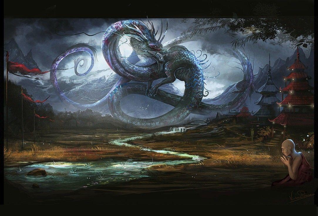 Drache, Fantasy, Bildschirm, Anime, Hintergrund, 1090x740 HD Desktop