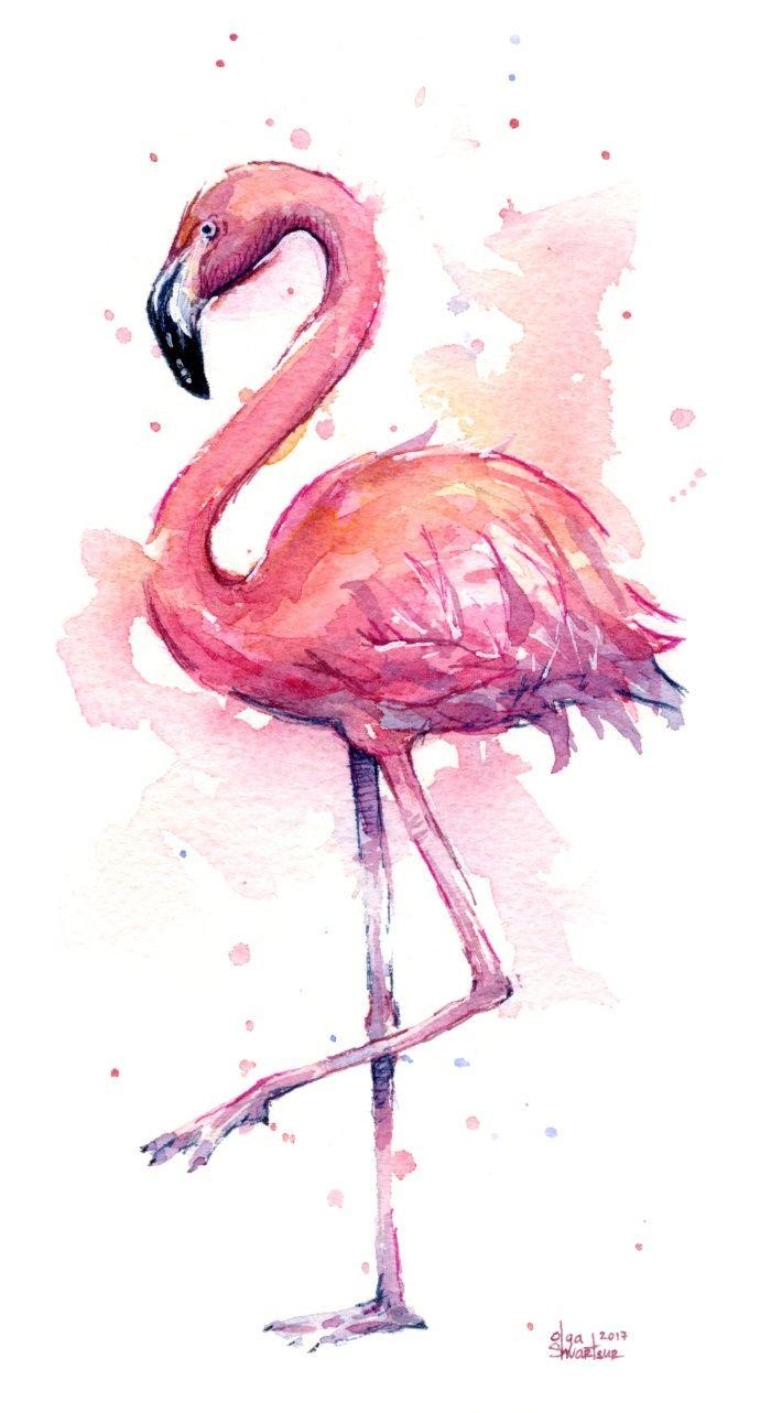 Flamingo, Aquarell, bunt, Kunst, Tiere, 700x1290 HD Handy