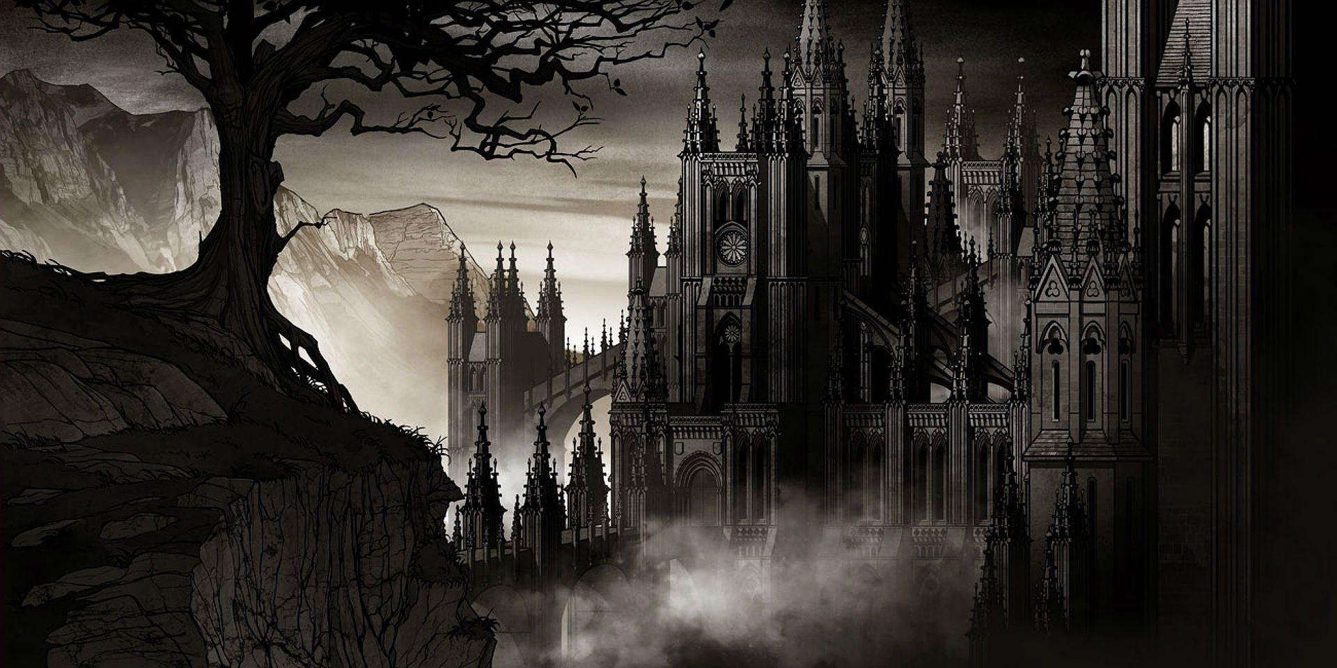 Vampirschloss, Hochauflösend, Gotik, Fantasie, Nacht, 1920x960 Dual Screen Desktop