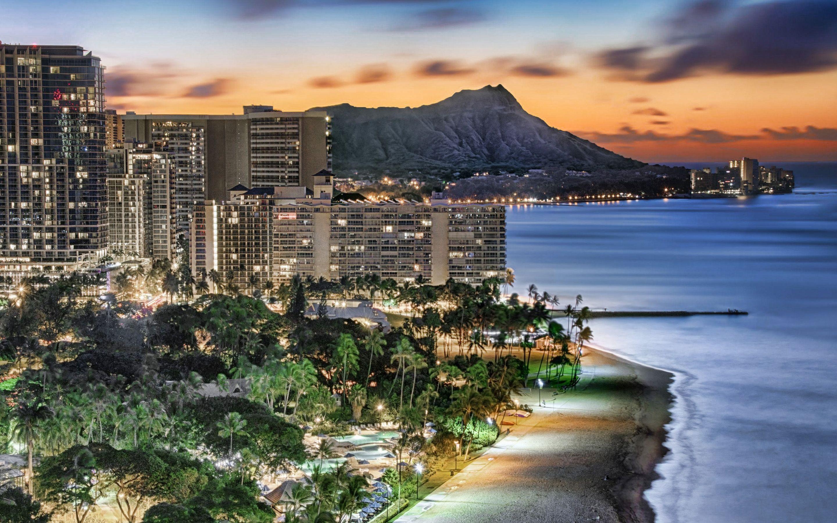 Download, Waikiki, Sonnenaufgang, Ozean, Honolulu, 2880x1800 HD Desktop