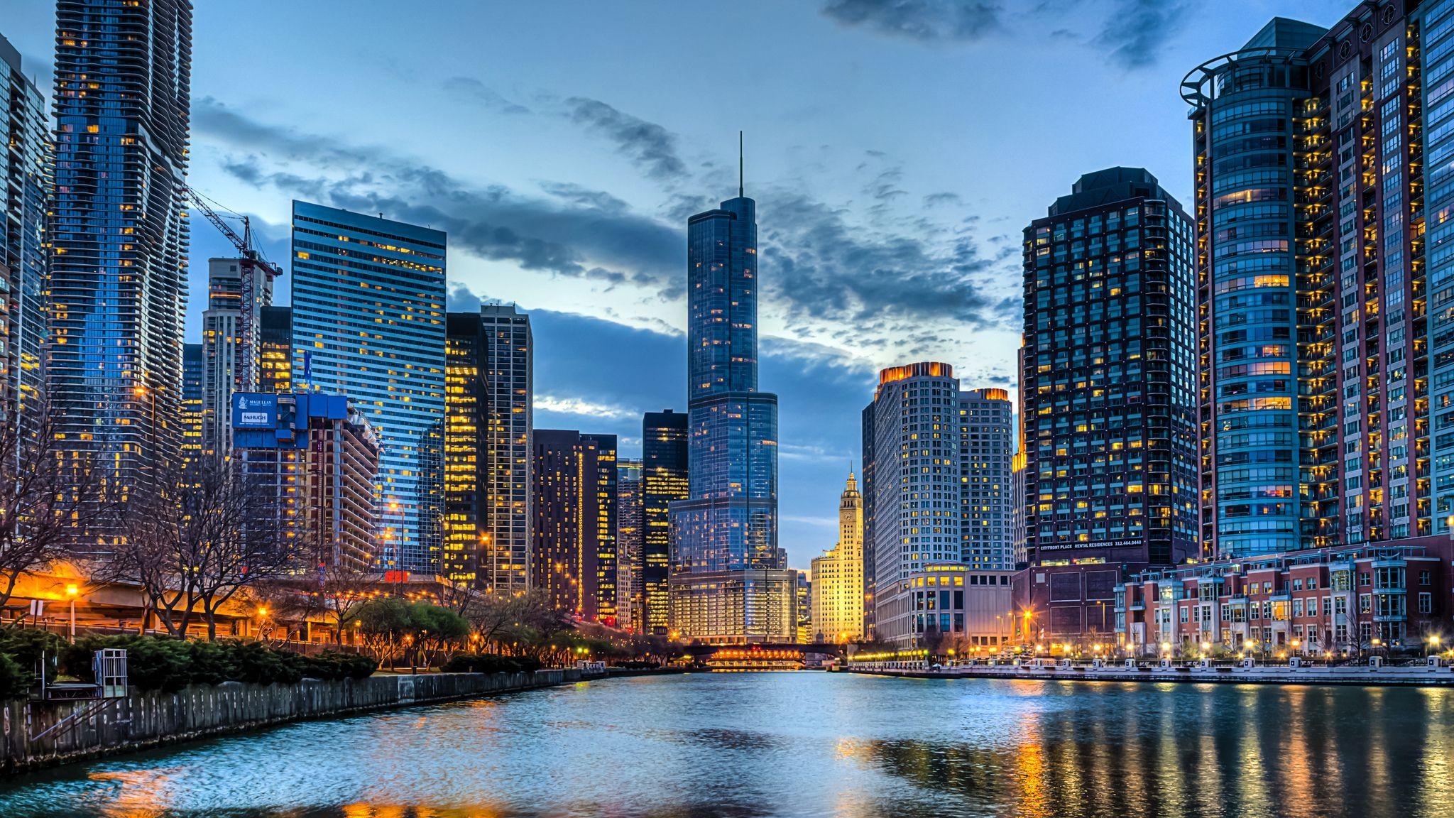 Chicago, Skyline, Illinois, USA, Hochhäuser, 2050x1160 HD Desktop