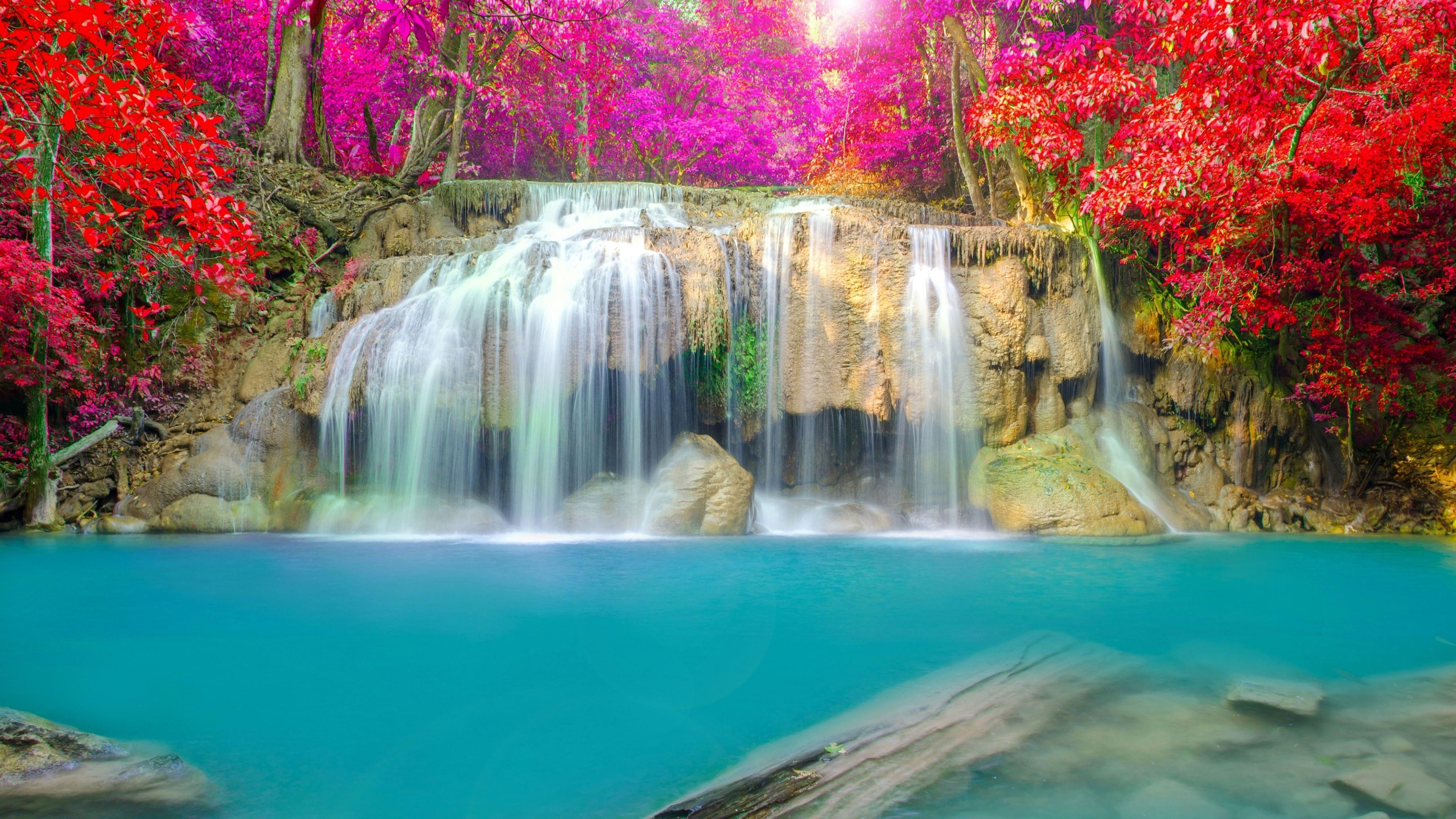 Wasserfall, Natur, Thailand, Erawan-Fälle, Nationalpark, 3840x2160 4K Desktop