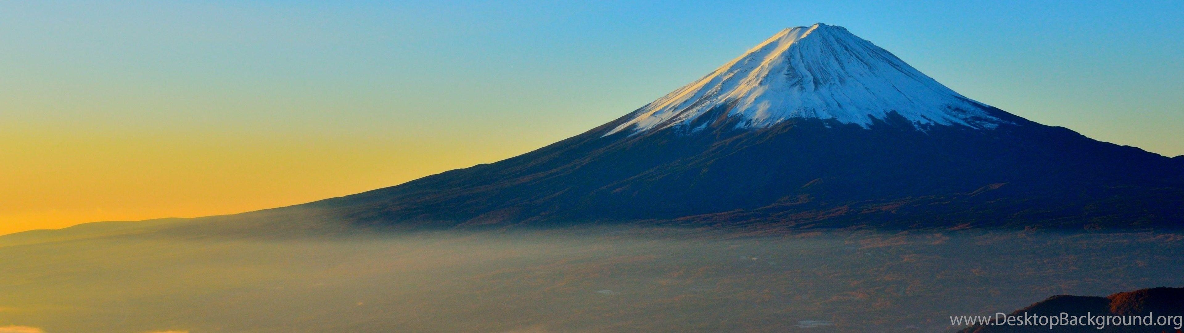 Mount Fuji, 4K, Landschaft, Japan, Vulkan, 3840x1080 Dual Screen Desktop