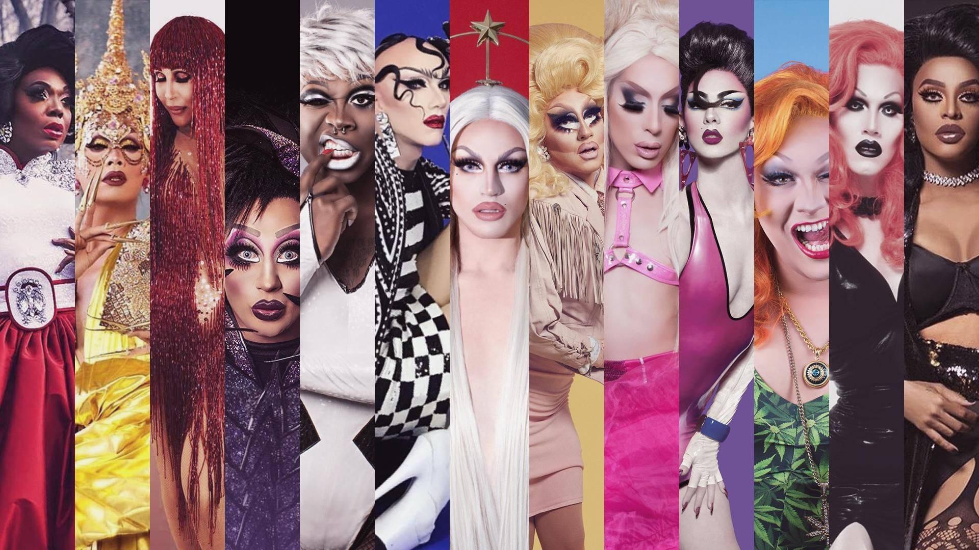 RuPaul, Download, Drag Race, vertikale Fotocollage, Hintergrund, 1920x1080 Full HD Desktop