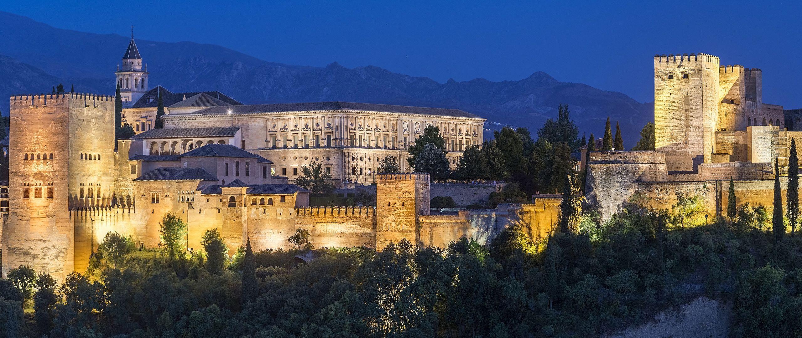 Alhambra, 17x1080, Bild, Spanien, Granada, 2560x1080 Dual Screen Desktop