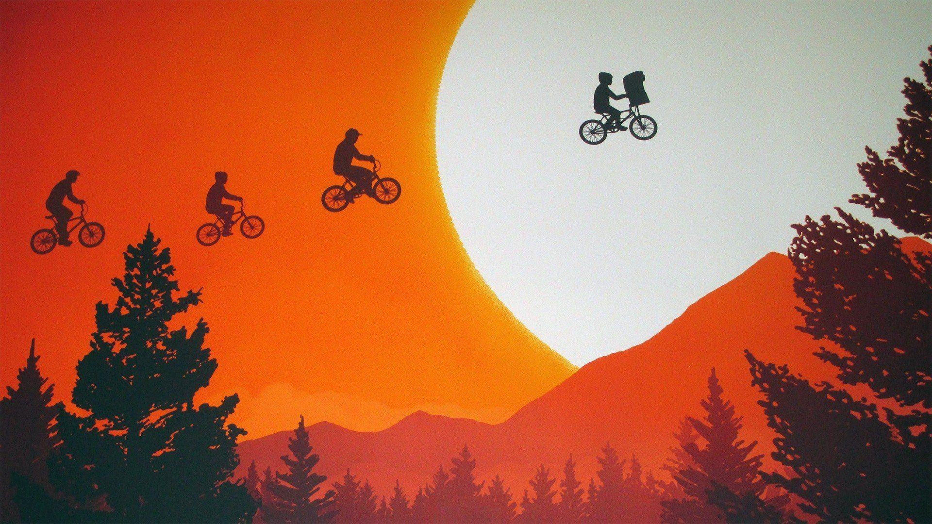 ET, Sonnenuntergang, Fahrrad, Spielberg, HD Desktop, 1920x1080 Full HD Desktop