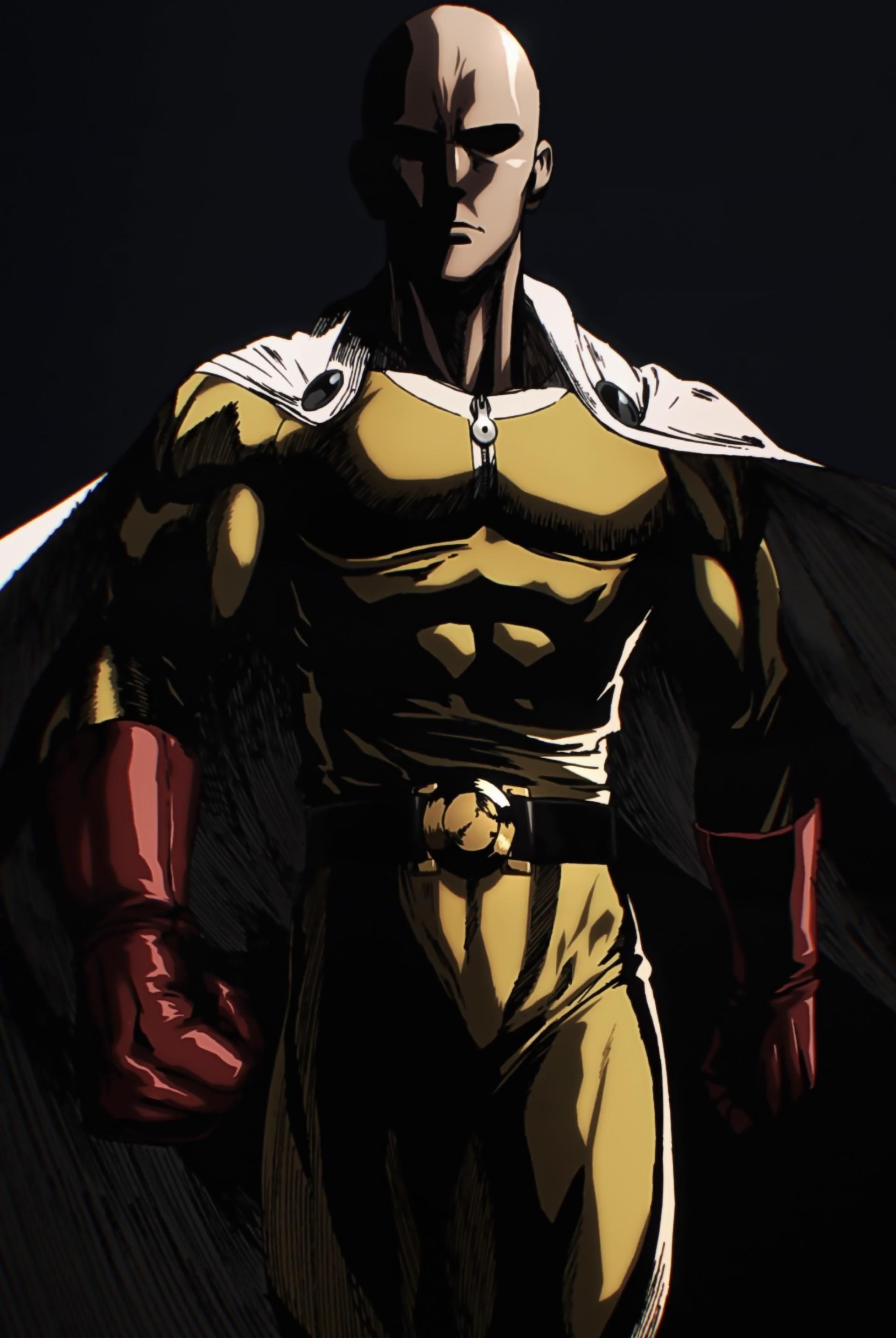 Saitama, One Punch Man, Anime-Held, Glatze, Stark, 1920x2870 HD Handy