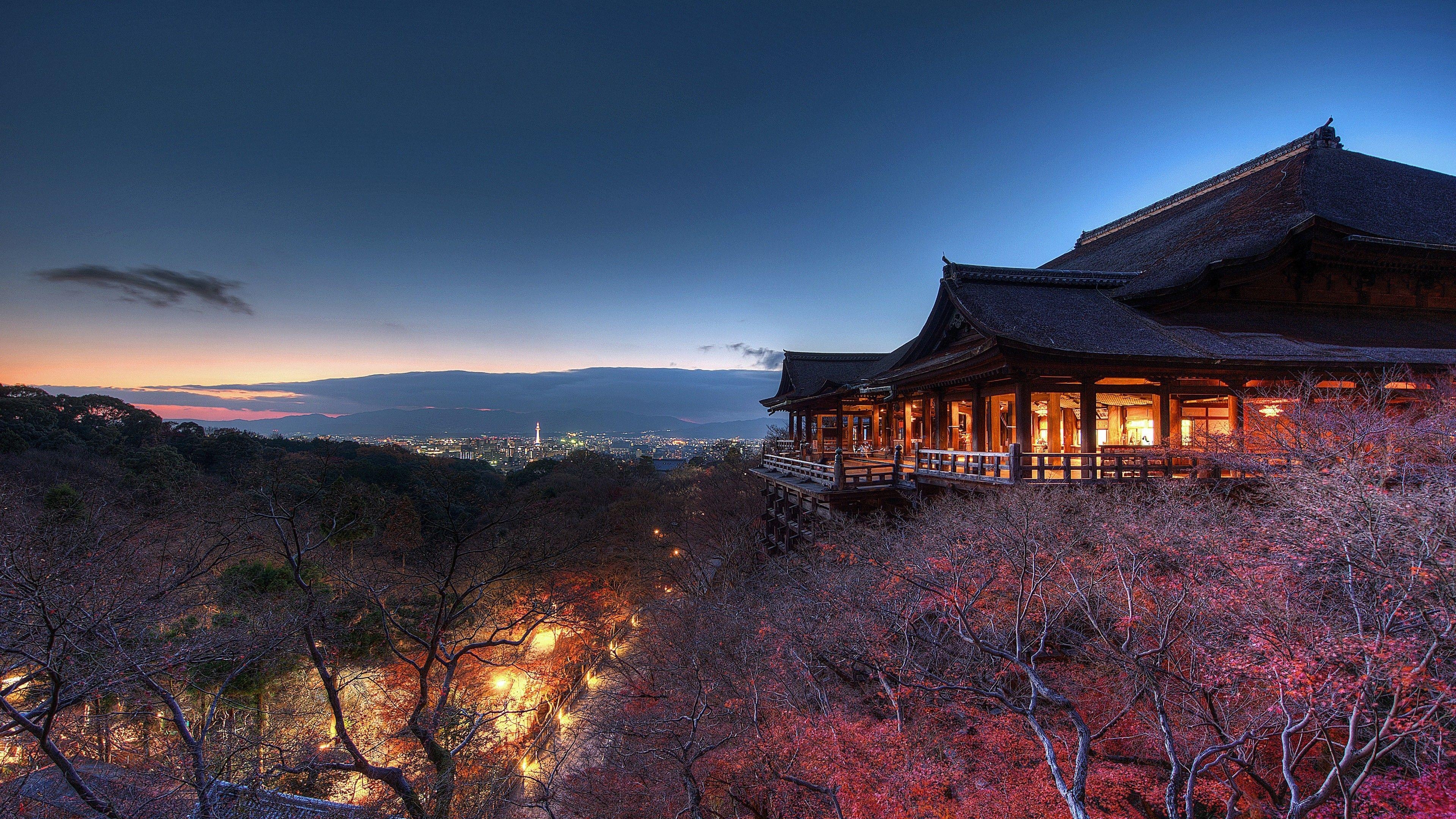 Kiyomizu-dera, Kyoto, Japan, Nacht, Religios, 3840x2160 4K Desktop