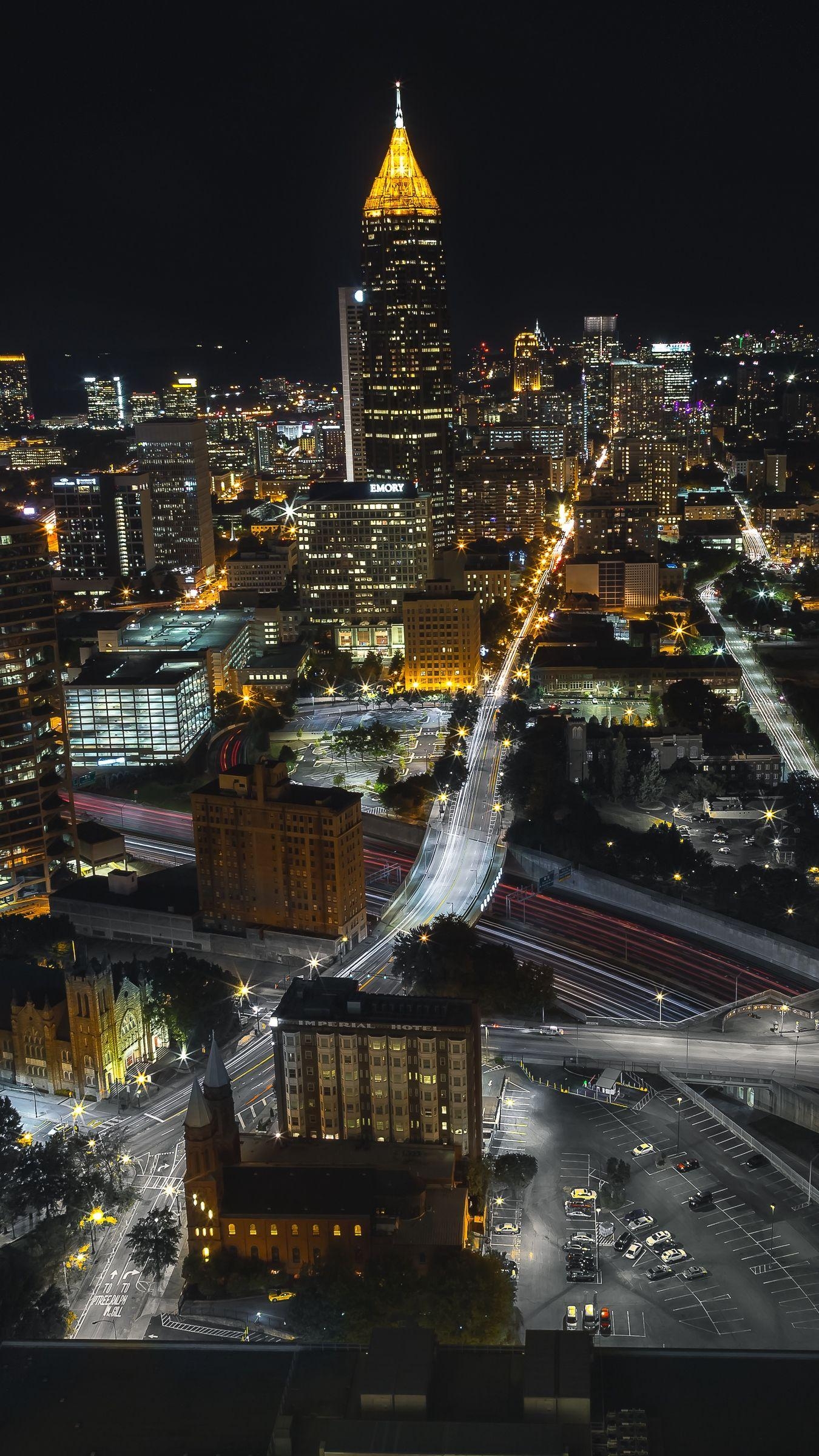 Atlanta Nacht, Gebäude, USA, iPhone, Download, 1350x2400 HD Handy