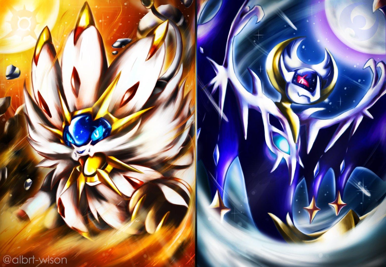 Lunala, Solgaleo, Anime, Wallpaper, 1080p, 1560x1080 HD Desktop