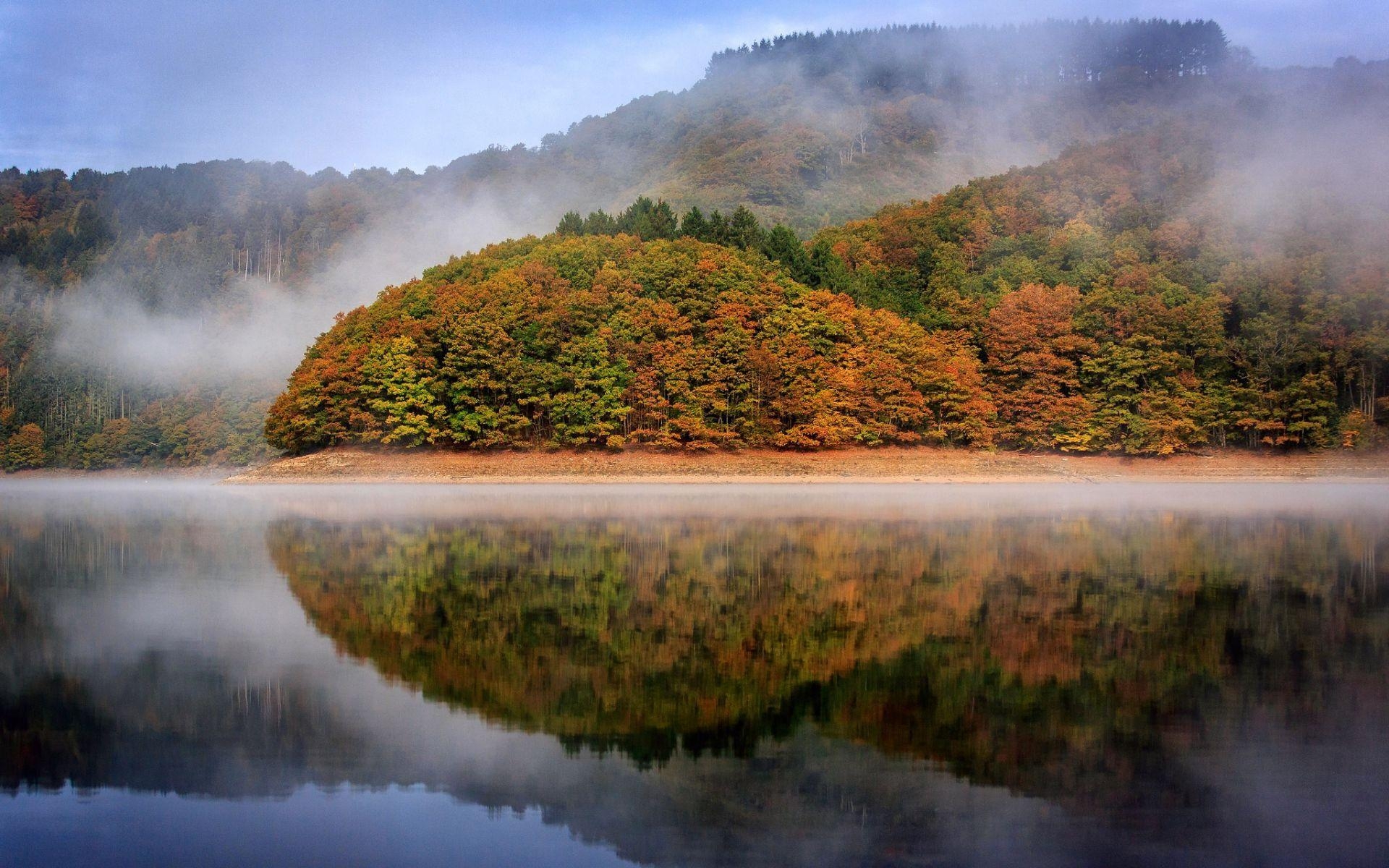 Luxemburg, Neblig, See, Natur, Grün, 1920x1200 HD Desktop