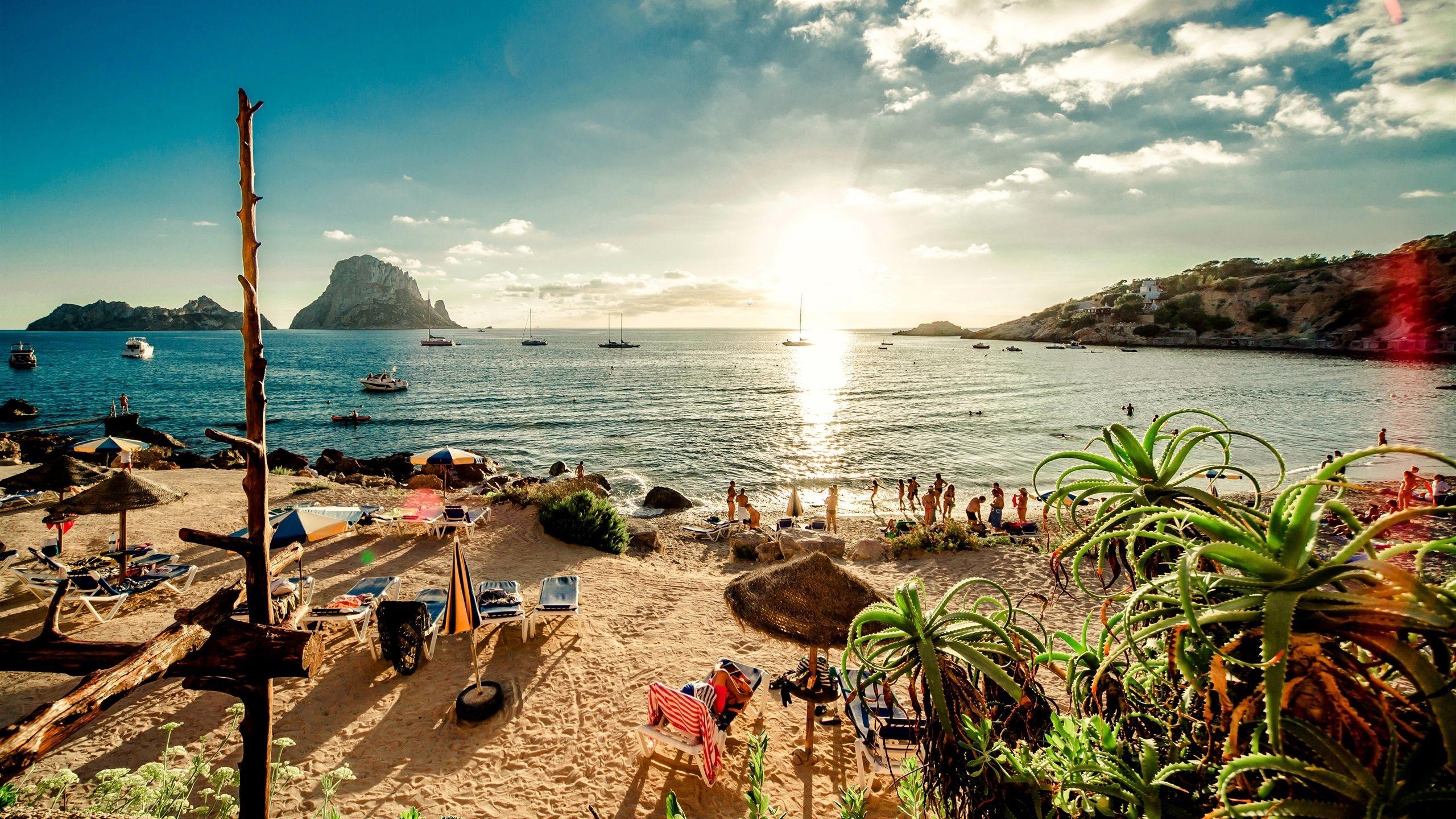 Ibiza Spanien, Strand, Insel, Meer, Sonne, 2560x1440 HD Desktop