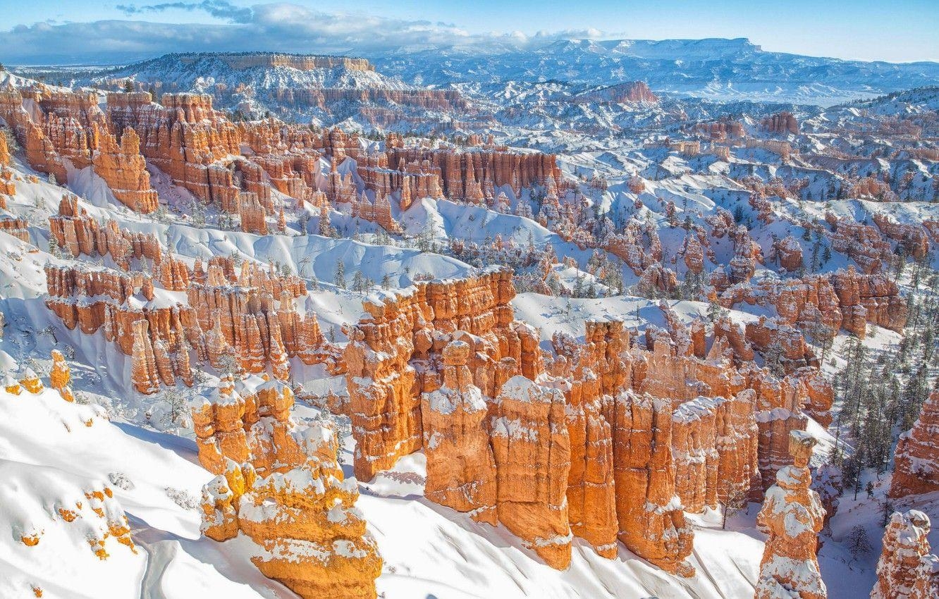 Bryce Canyon, Utah, Winter, Nationalpark, USA, 1340x850 HD Desktop