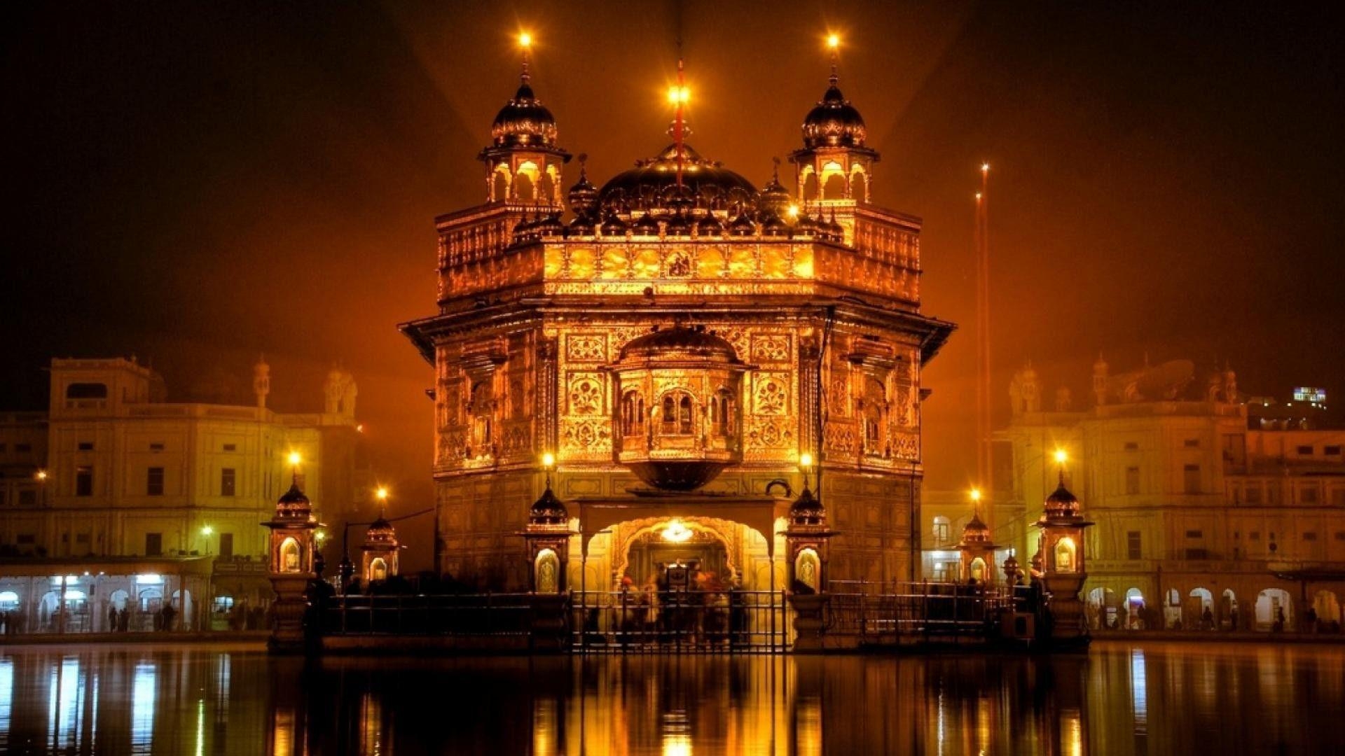 Goldener Tempel, Amritsar, Indien, Nacht, Hintergrund, 1920x1080 Full HD Desktop