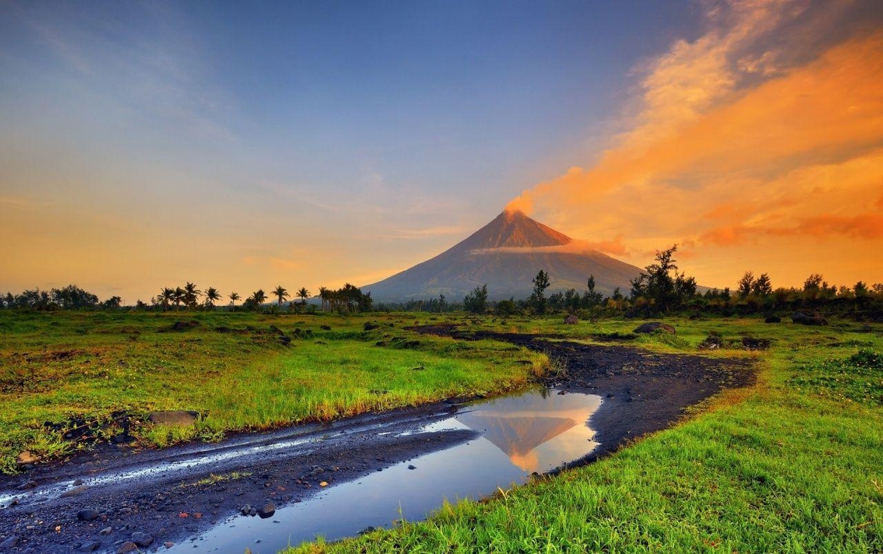 Mayon Vulkan, Philippinen, Naturwunder, Vulkan, Landschaft, 1280x810 HD Desktop