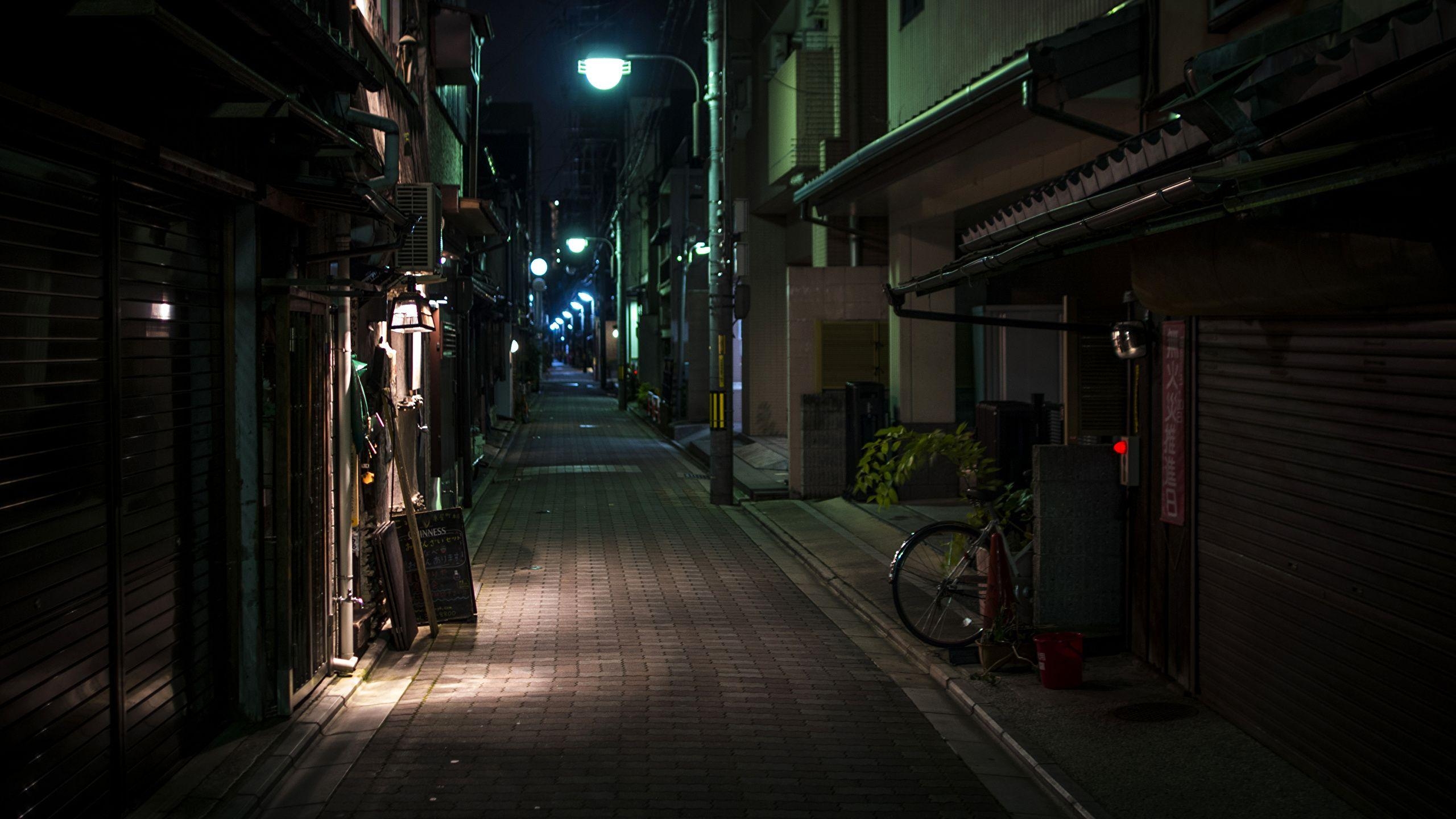 Kyoto, Japan, Straße, Nacht, Städte, 2560x1440 HD Desktop