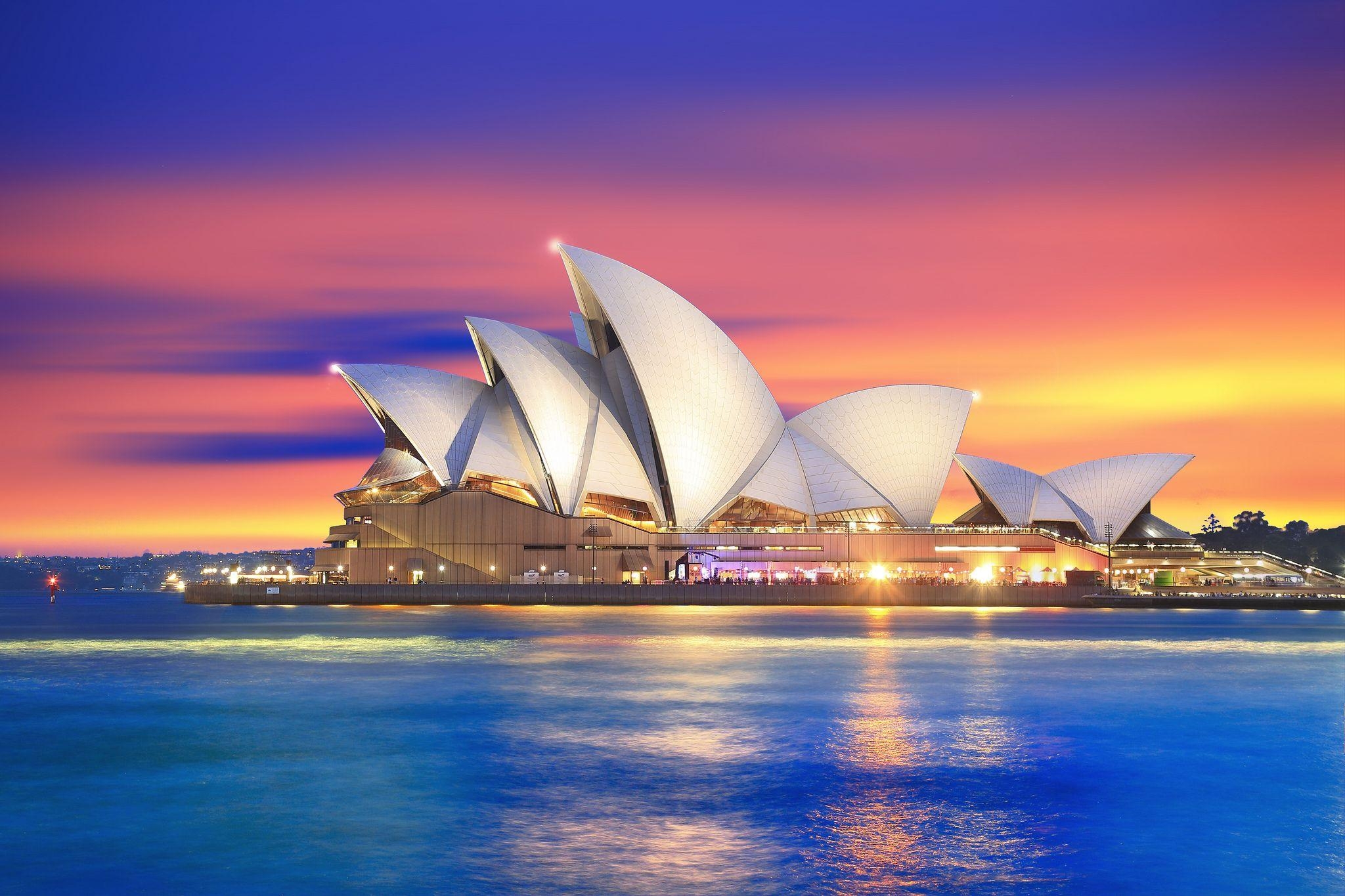 Sydney Opera House, Sonnenuntergang, Australien, Ort, Sehenswürdigkeit, 2050x1370 HD Desktop