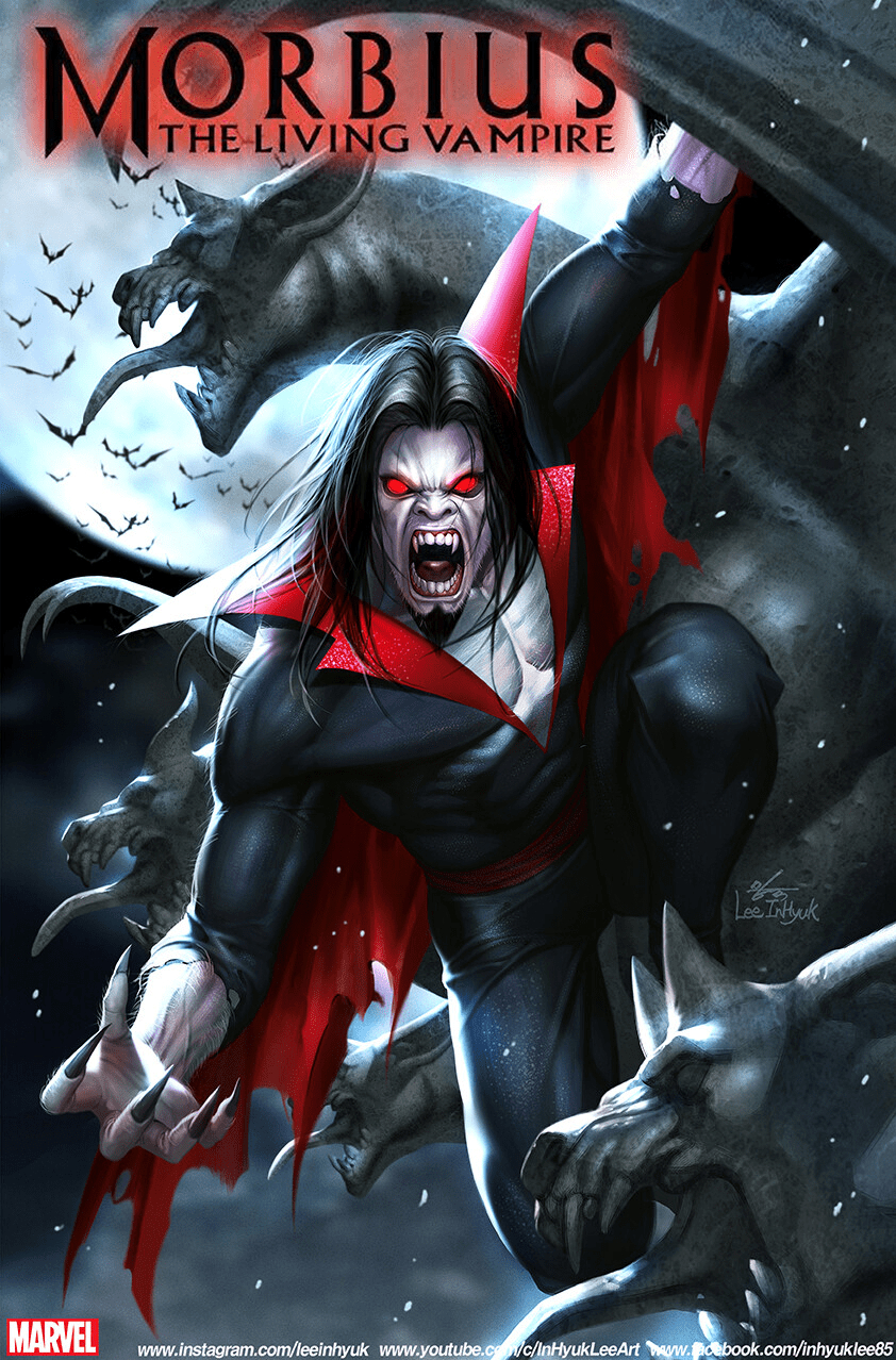 Morbius, Marvel, InHyuk Lee, lebender Vampir, Kunst, 850x1280 HD Handy