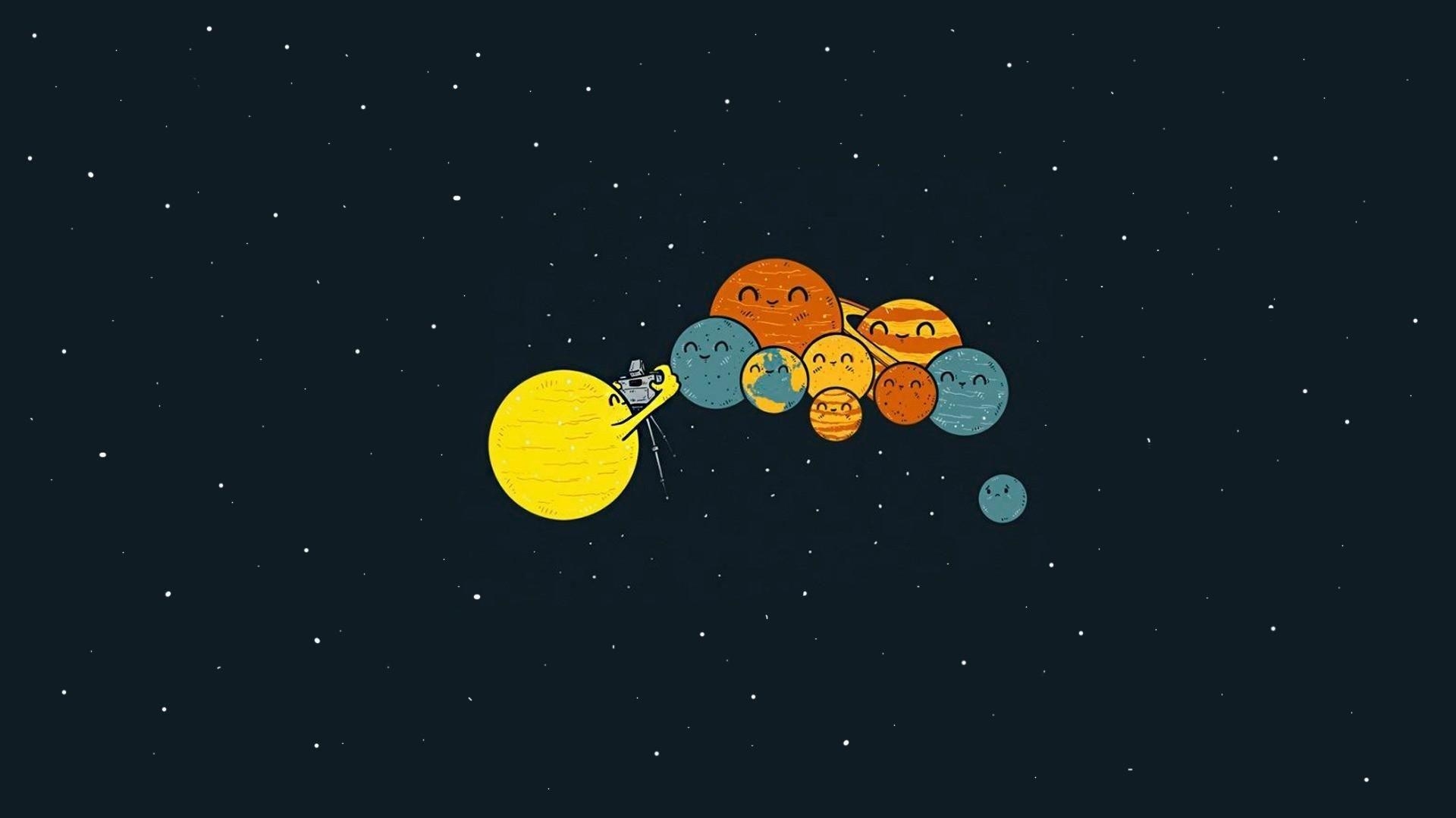 Pluto, Sonne, Sterne, Kunstwerk, Humor, 1920x1080 Full HD Desktop