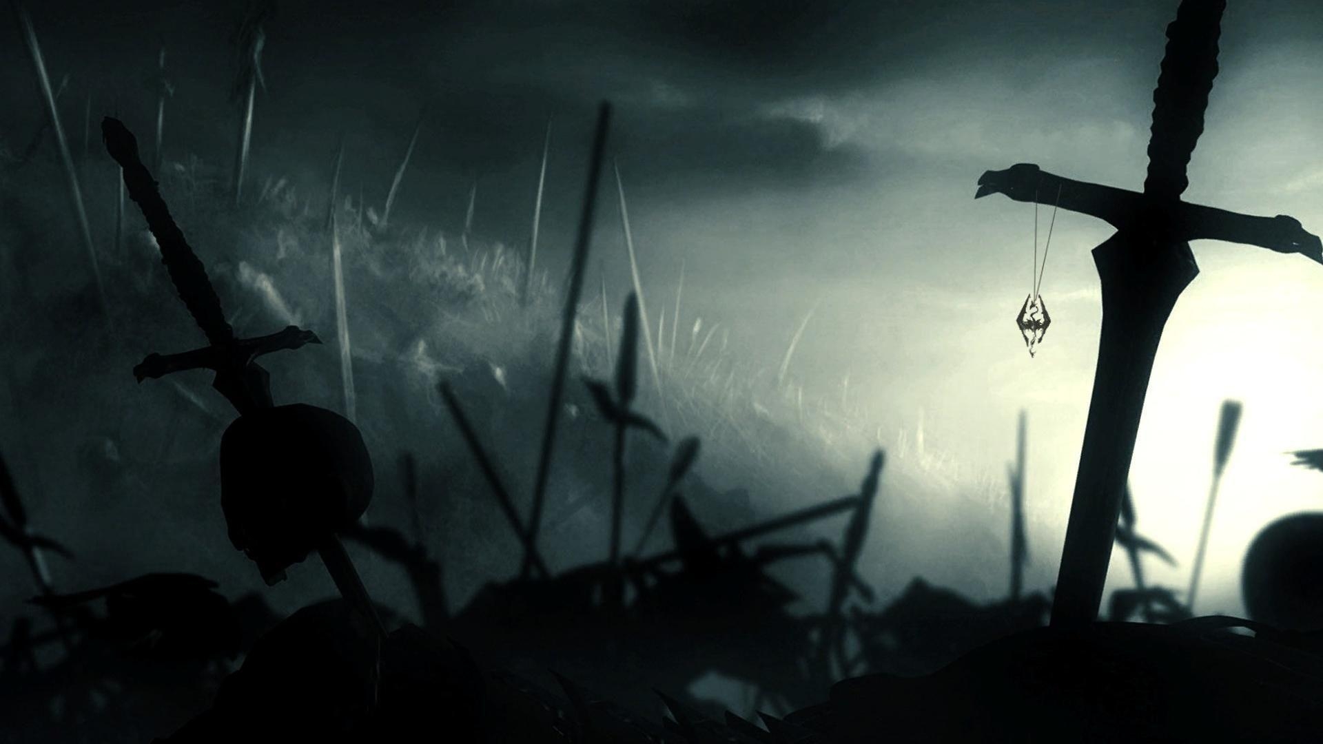 Nacht, Schwerter, Skyrim, Elder Scrolls V, Wallpaper, 1920x1080 Full HD Desktop