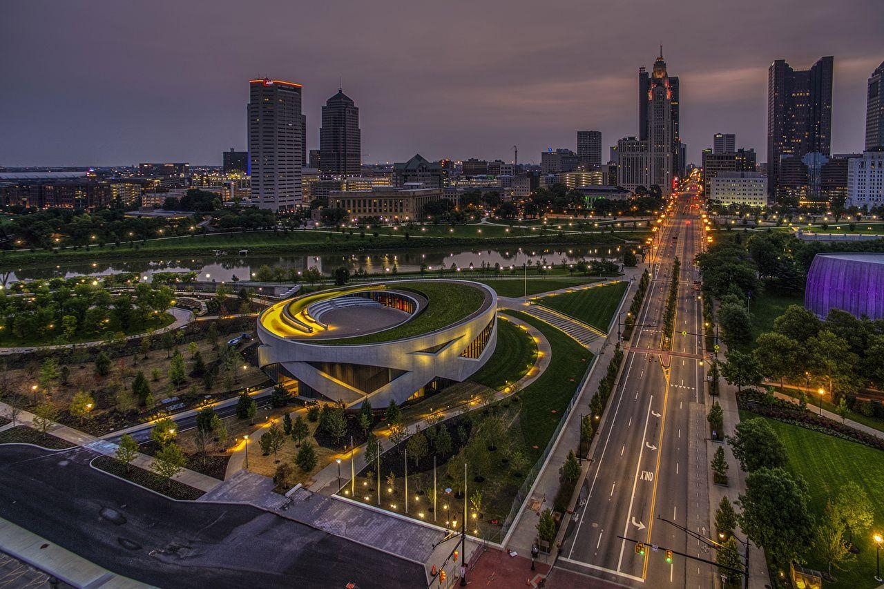 Columbus Ohio, USA Stadt, Abendbild, 1280x860 HD Desktop