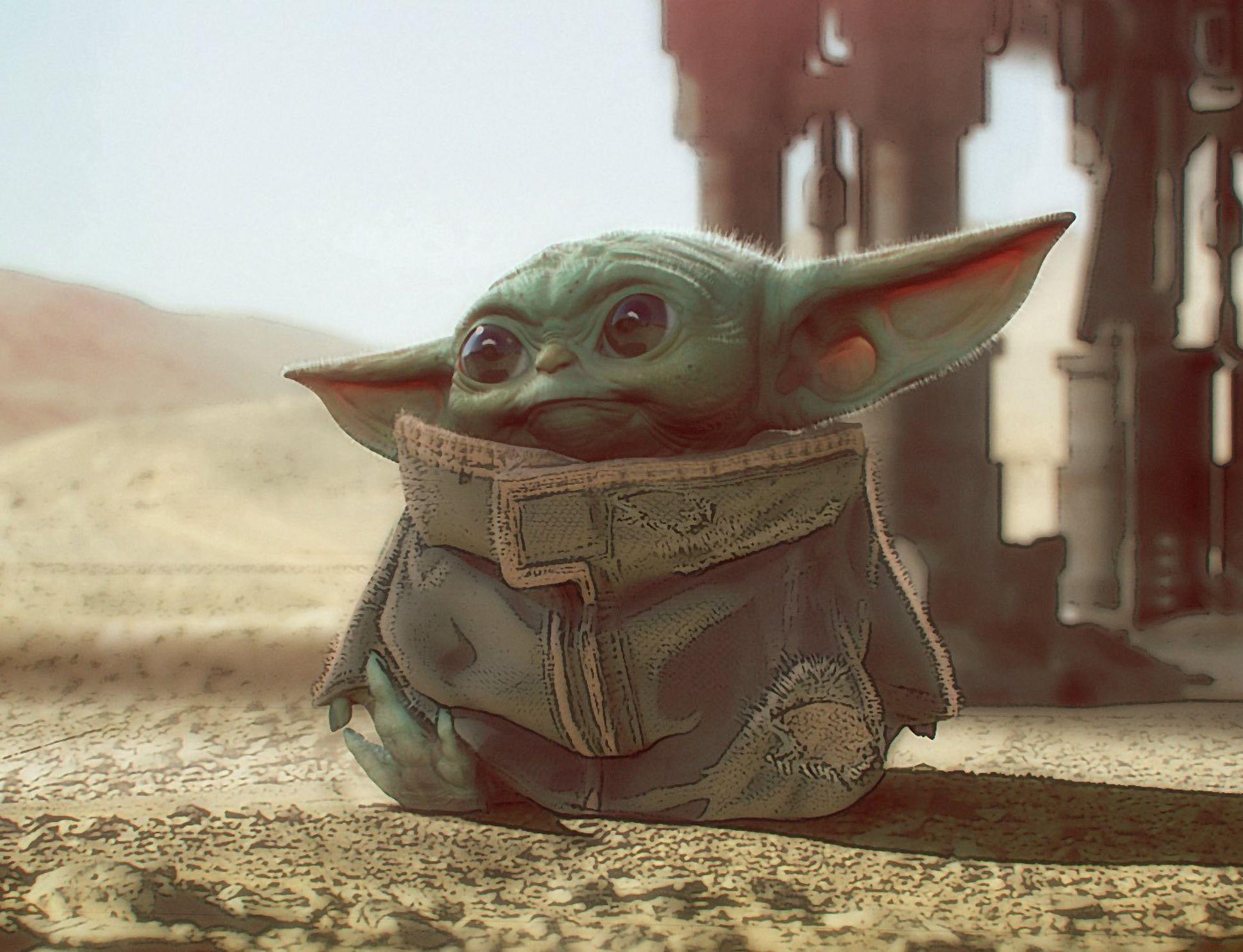 Baby Yoda, Kunst, Mandalorian, TV-Serie, 4K, 1940x1490 HD Desktop