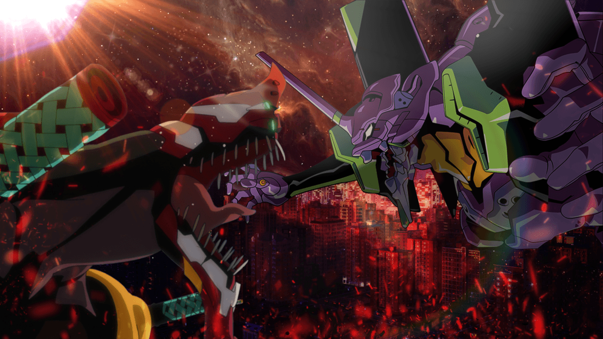 Neon Genesis Evangelion, Anime, Unit 1 vs Unit 2, Mecha, Japan, 1200x670 HD Desktop