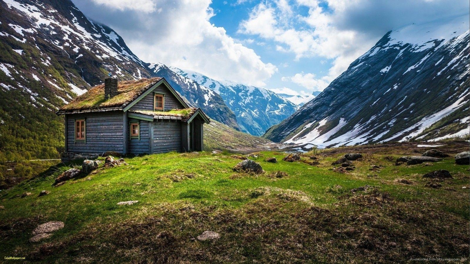 Einsam, Hütte, Norwegen, Landschaft, Bild, 1600x900 HD Desktop