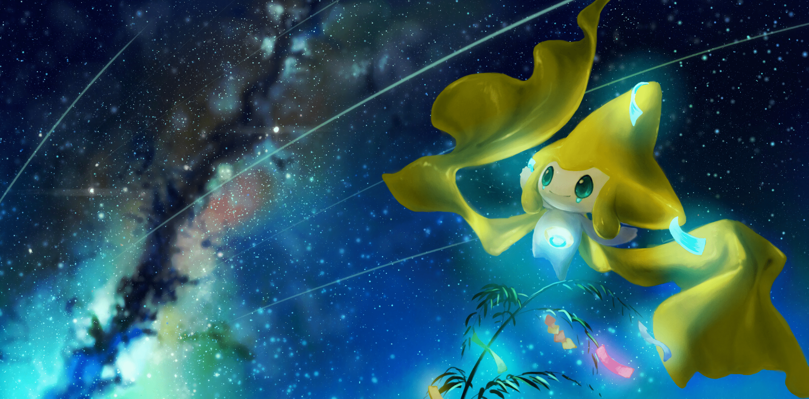 Jirachi, Pokémon, HD, Gaming, Hintergrund, 2600x1280 Dual Screen Desktop