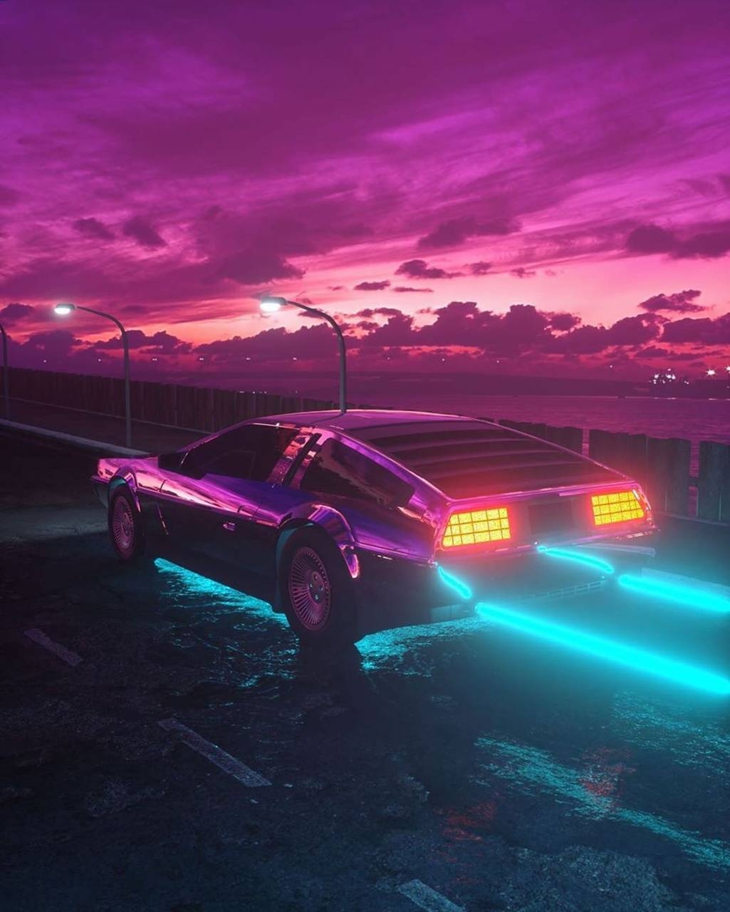 DeLorean, Neon, Auto, Film, Klassiker, 1030x1280 HD Handy