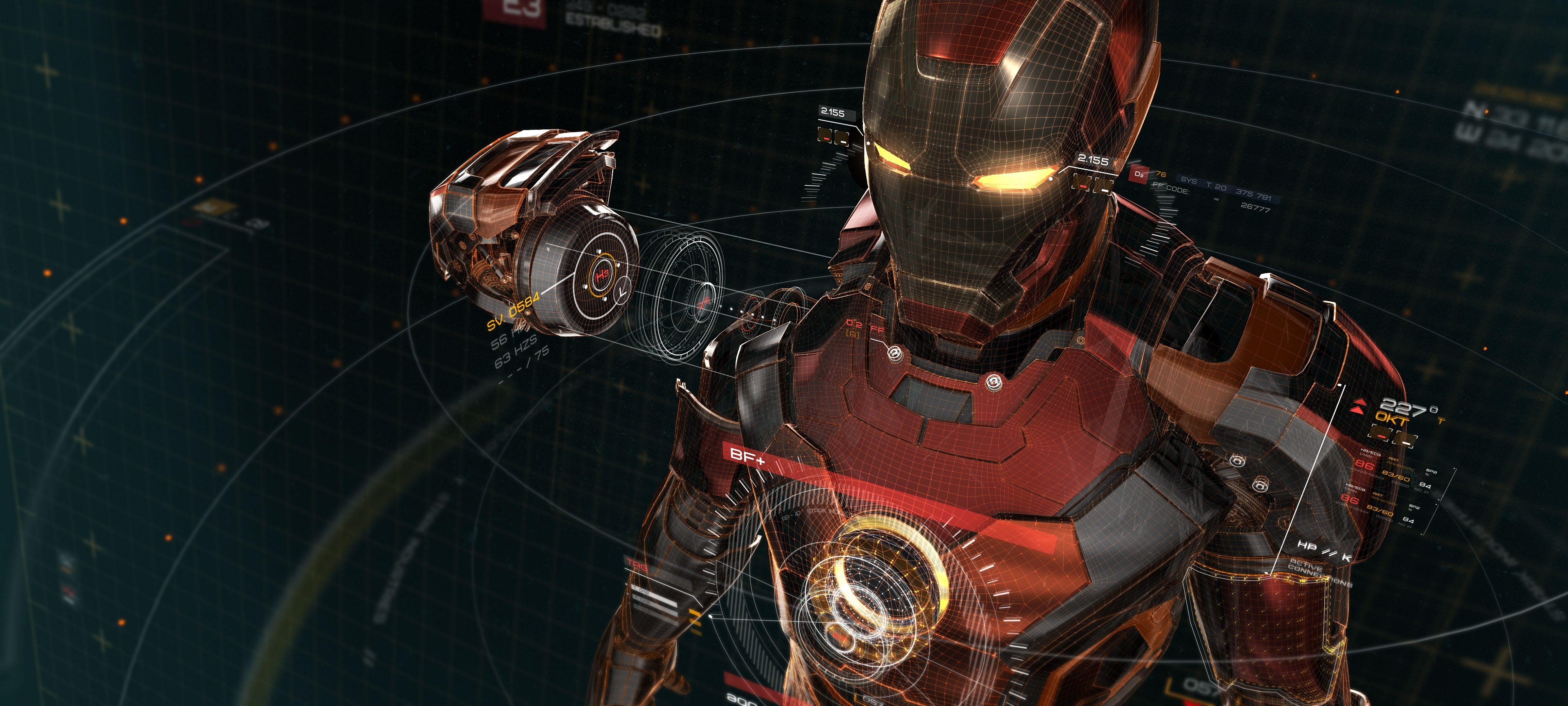 Iron Man, Grafik, 4K, Kreatives Design, 4800x2160 4K Desktop