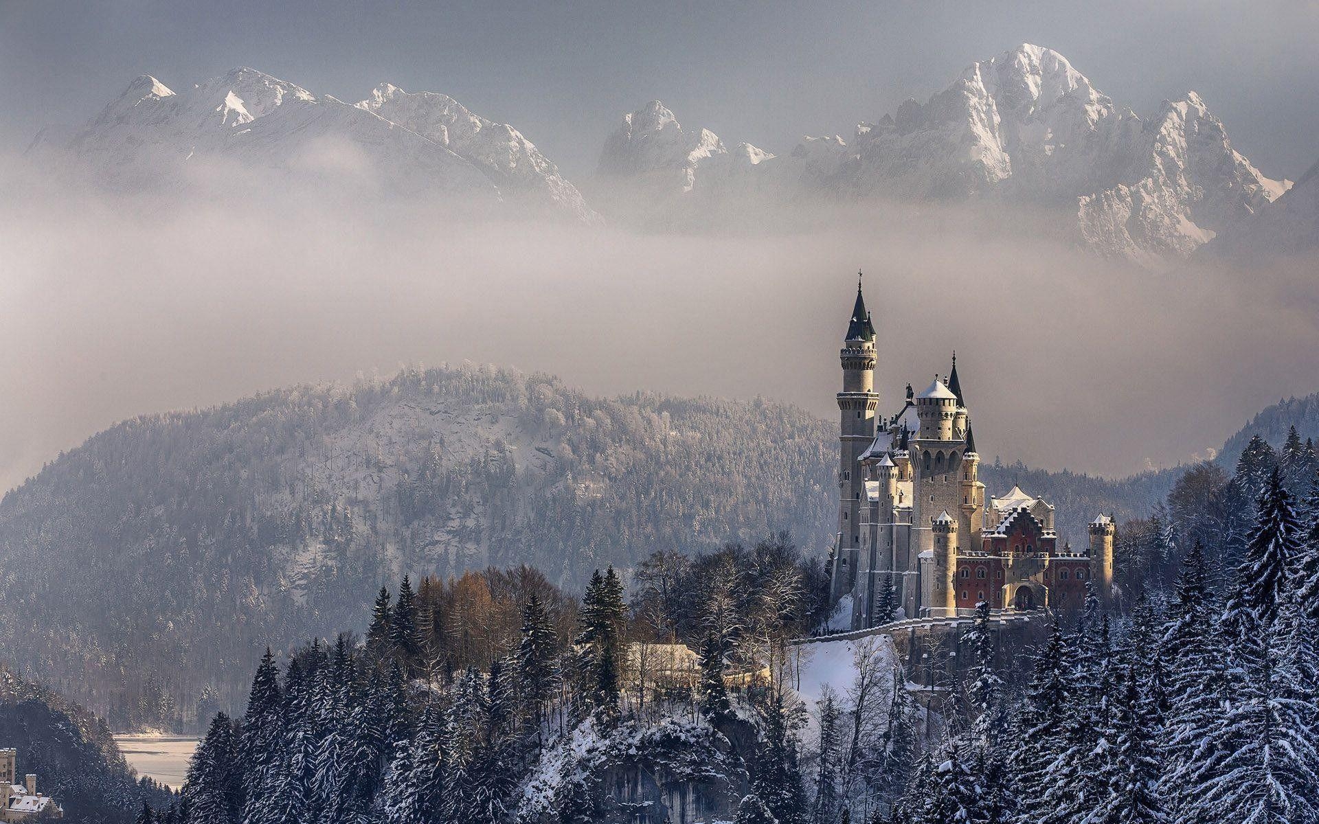 Winter, Schloss, Neuschwanstein, Bayern, Deutschland, 1920x1200 HD Desktop