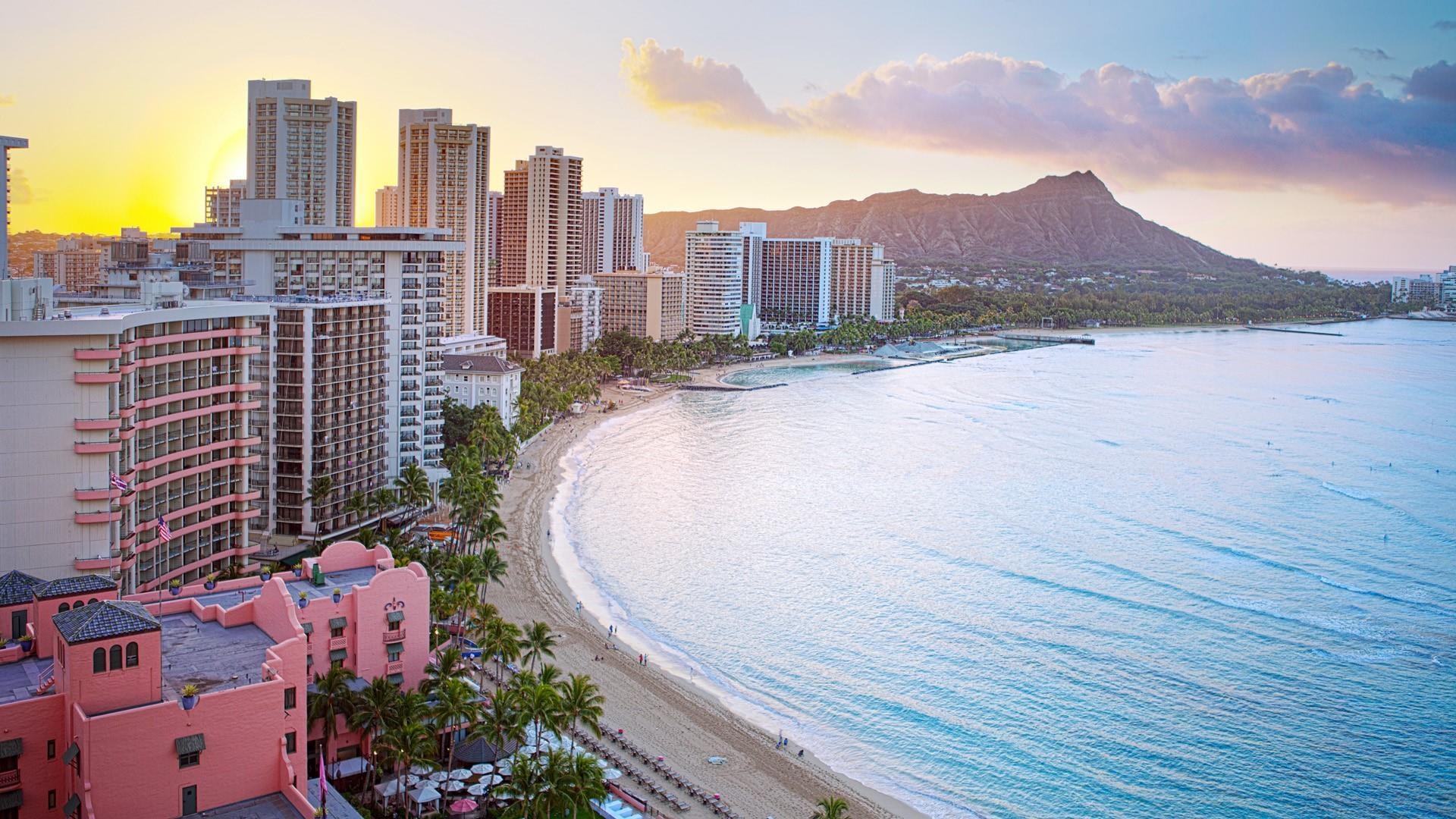 Waikiki, Insel, Hawaii, Reisen, Strand, 1920x1080 Full HD Desktop