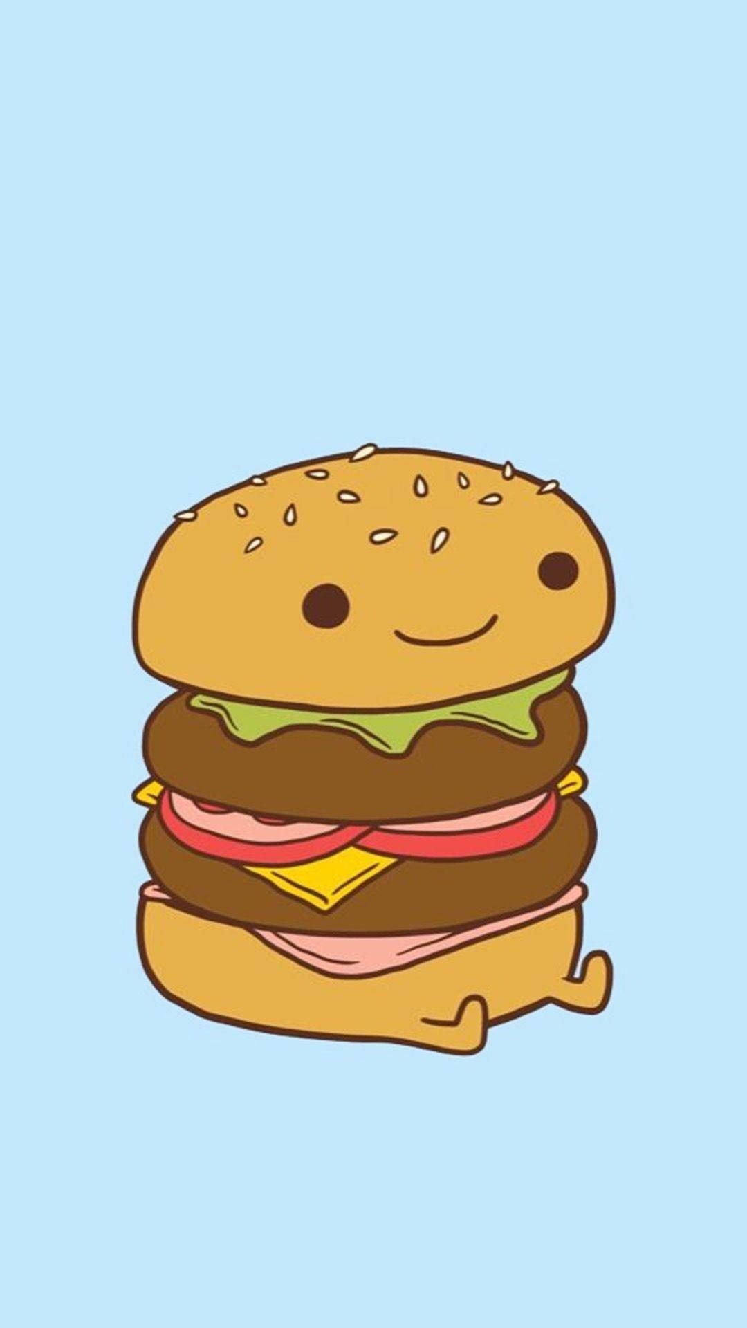 Cartoon Hamburger, Essen, Comicstyle, Kinderfreundlich, Lustig, 1080x1920 Full HD Handy