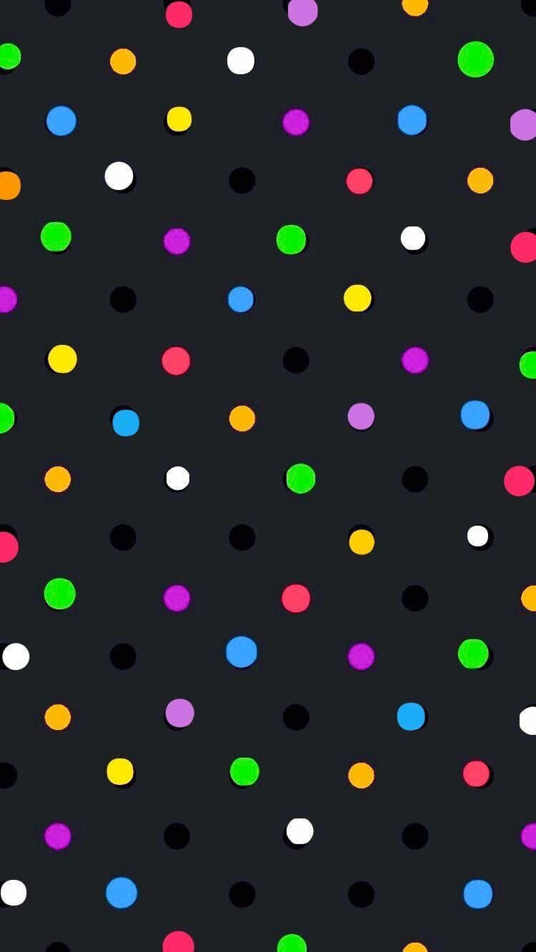 Farbiger, Punkte, Polka Dots, Schwarz, Glitter, 750x1340 HD Handy