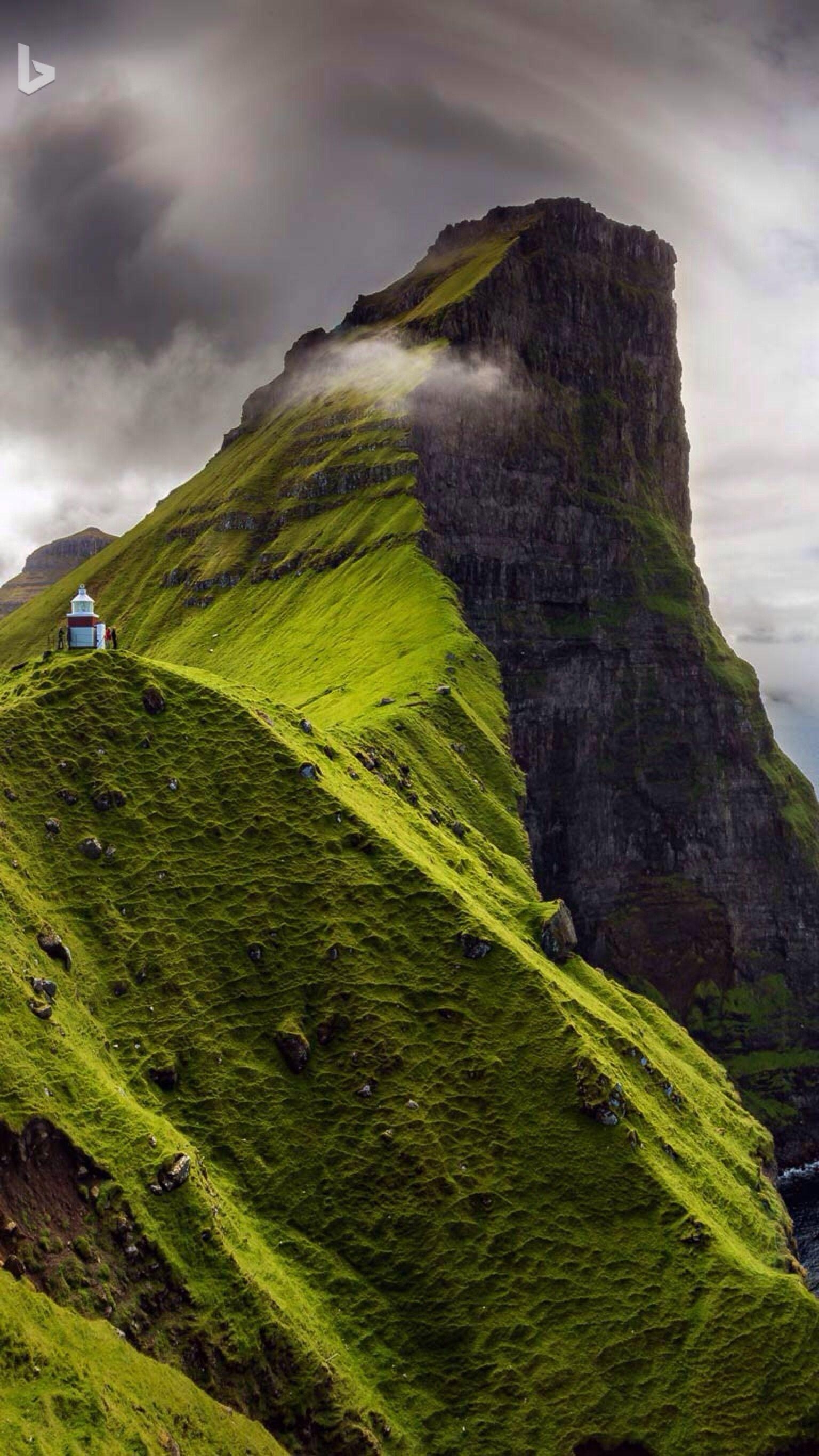 Kallur Leuchtturm, Kalsoy, Färöer, Inseln, Bing, 1540x2740 HD Handy