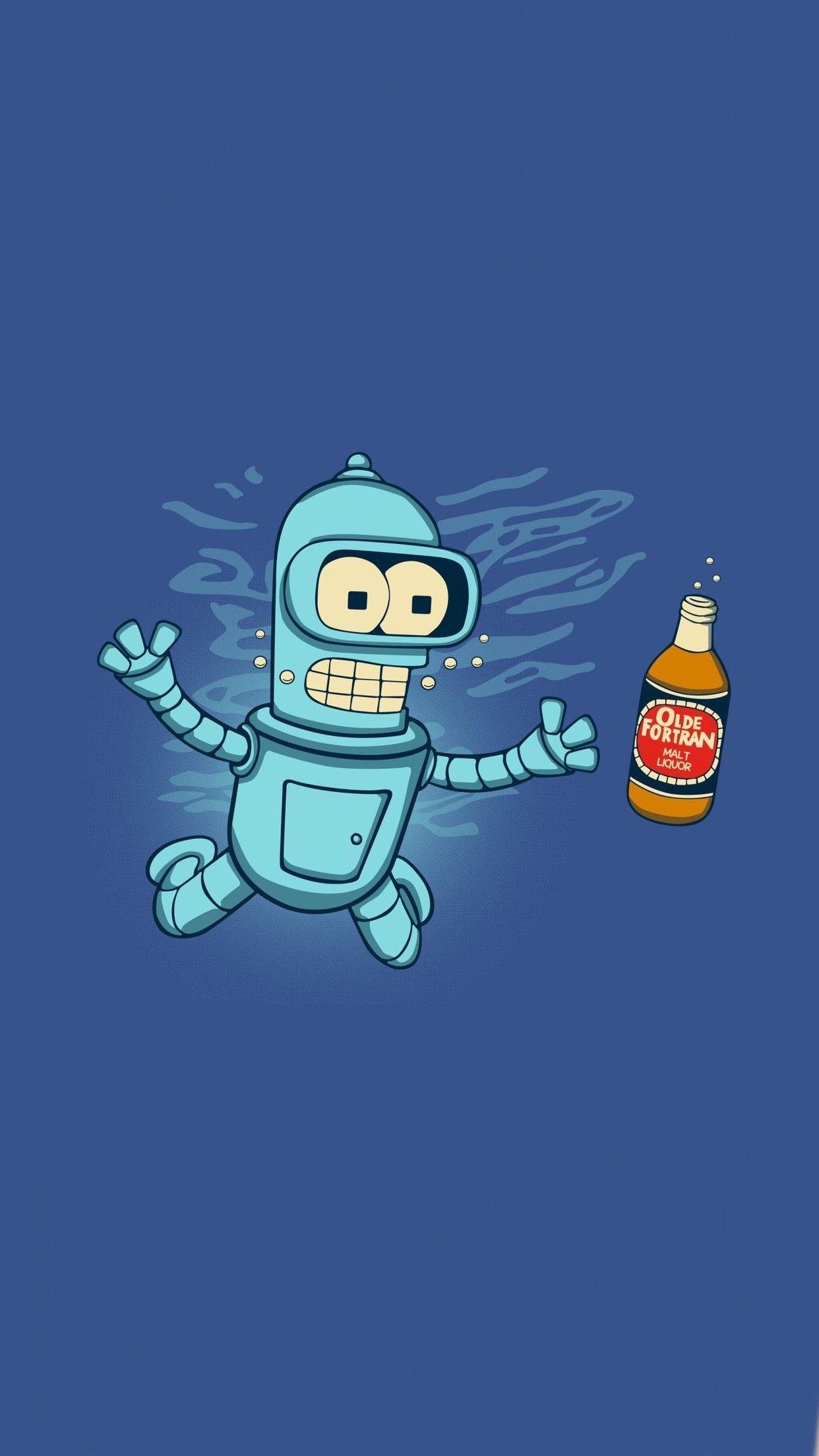 Bender, Futurama, Cartoon, Hintergrundbild, Roboter, 1250x2210 HD Handy