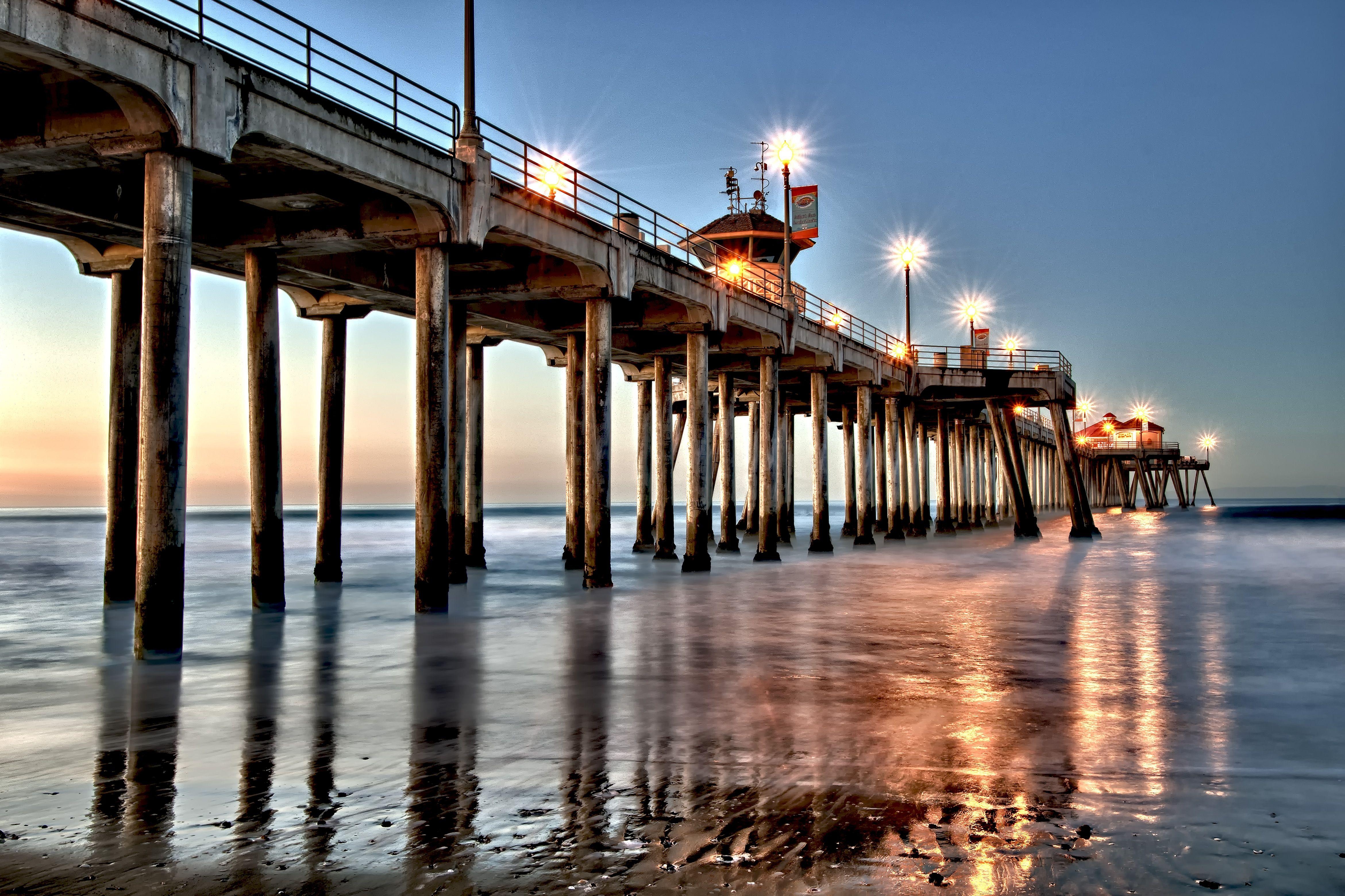 Huntington Beach, CA, Pier, HDR, Erkunde Orte, 4690x3120 4K Desktop