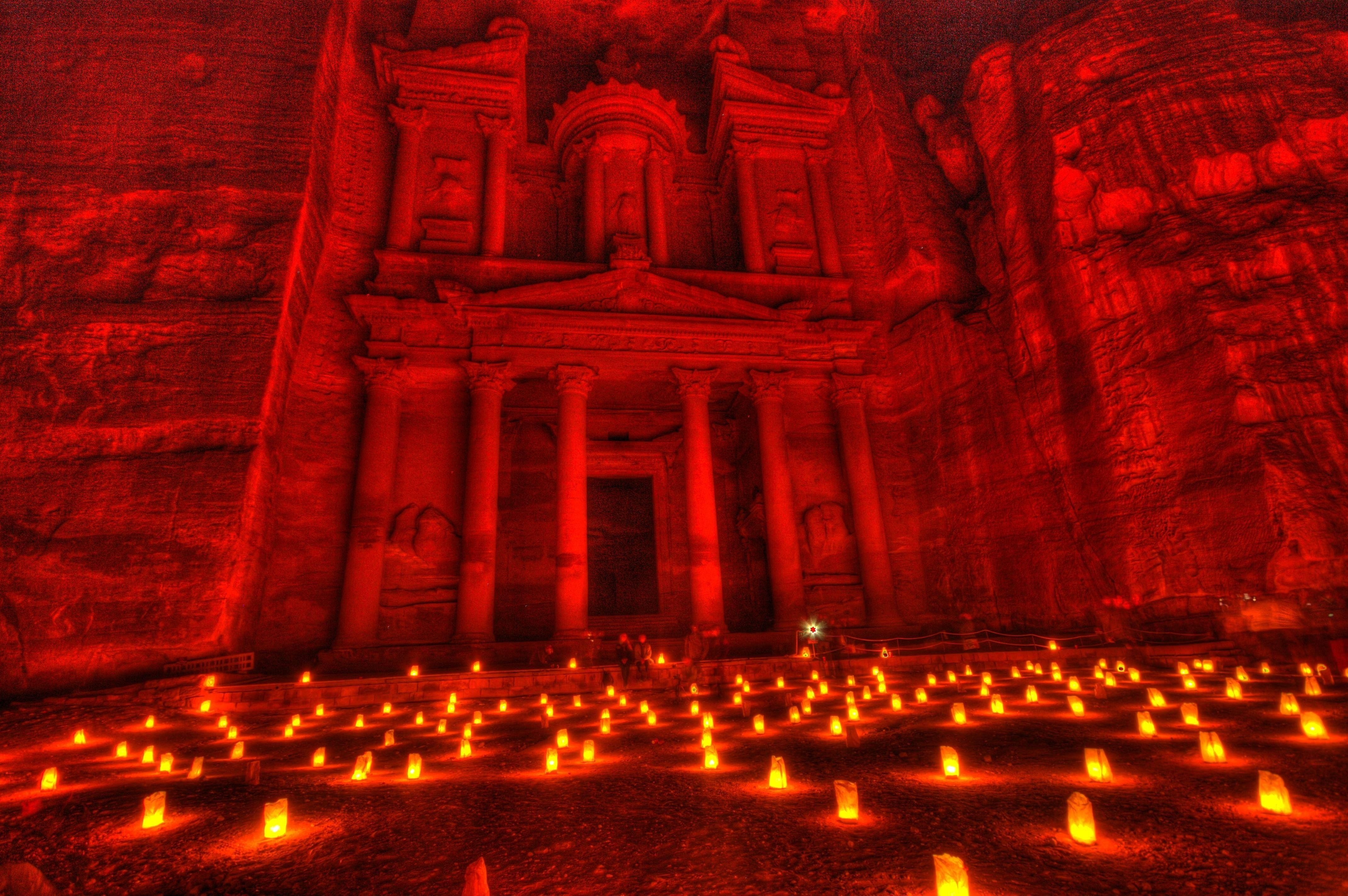 Petra, Al Khazneh, Kerzen, 4K, 4290x2850 4K Desktop