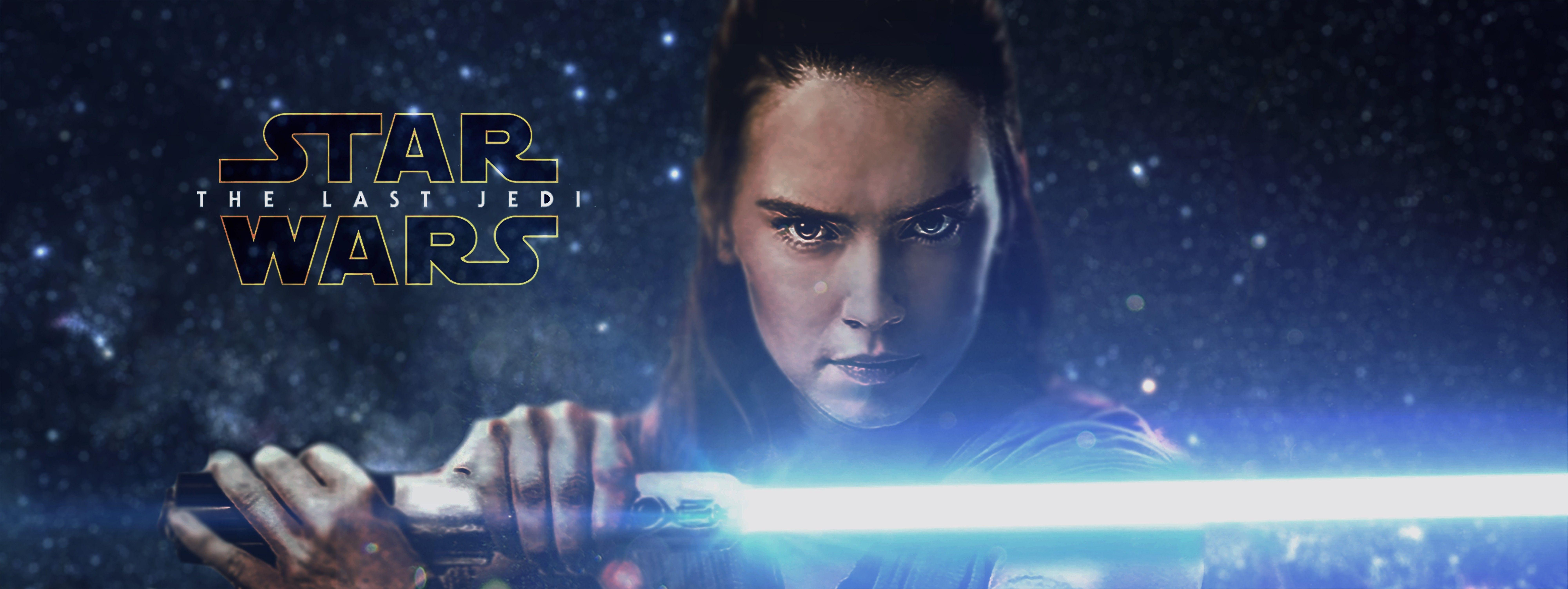 Star Wars, Die letzten Jedi, Rey, Lichtschwert, Rey, 8000x3010 4K Desktop