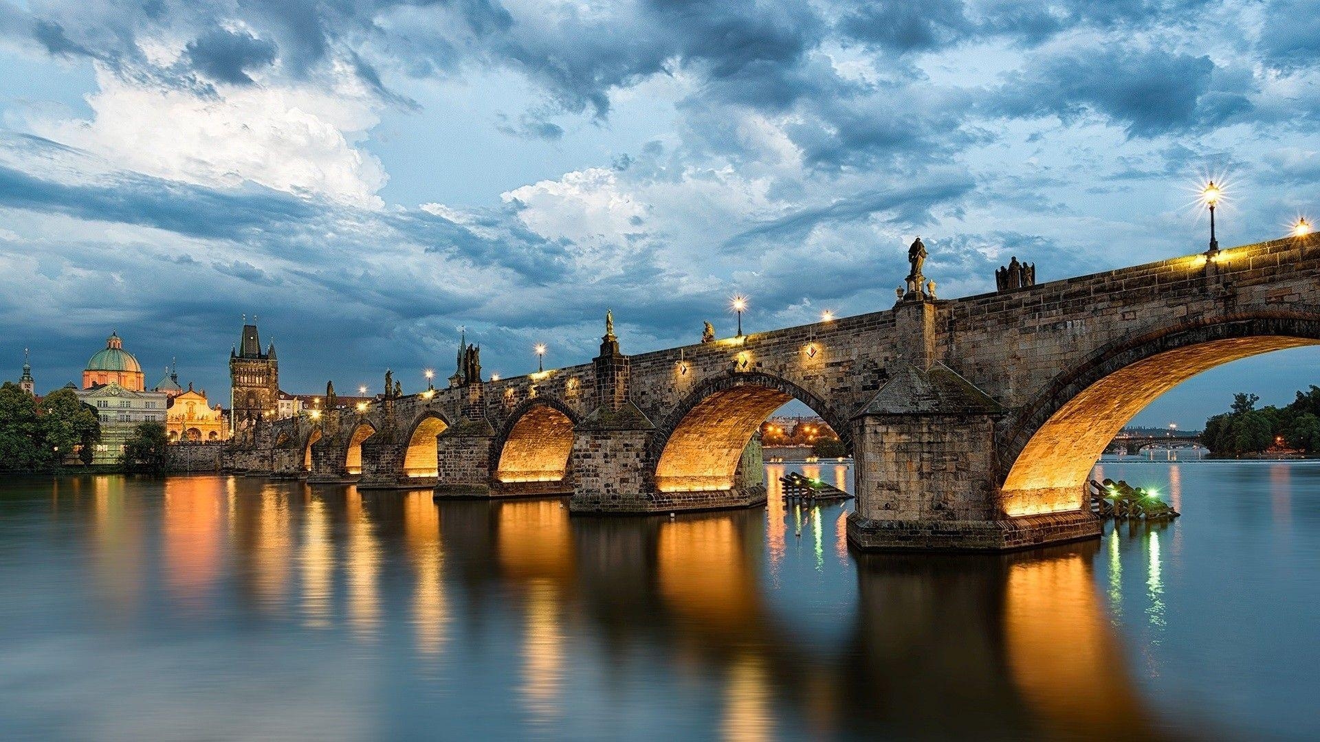 Karlsbrücke, Turm, Kathedrale, Stadtansicht, Prag, 1920x1080 Full HD Desktop