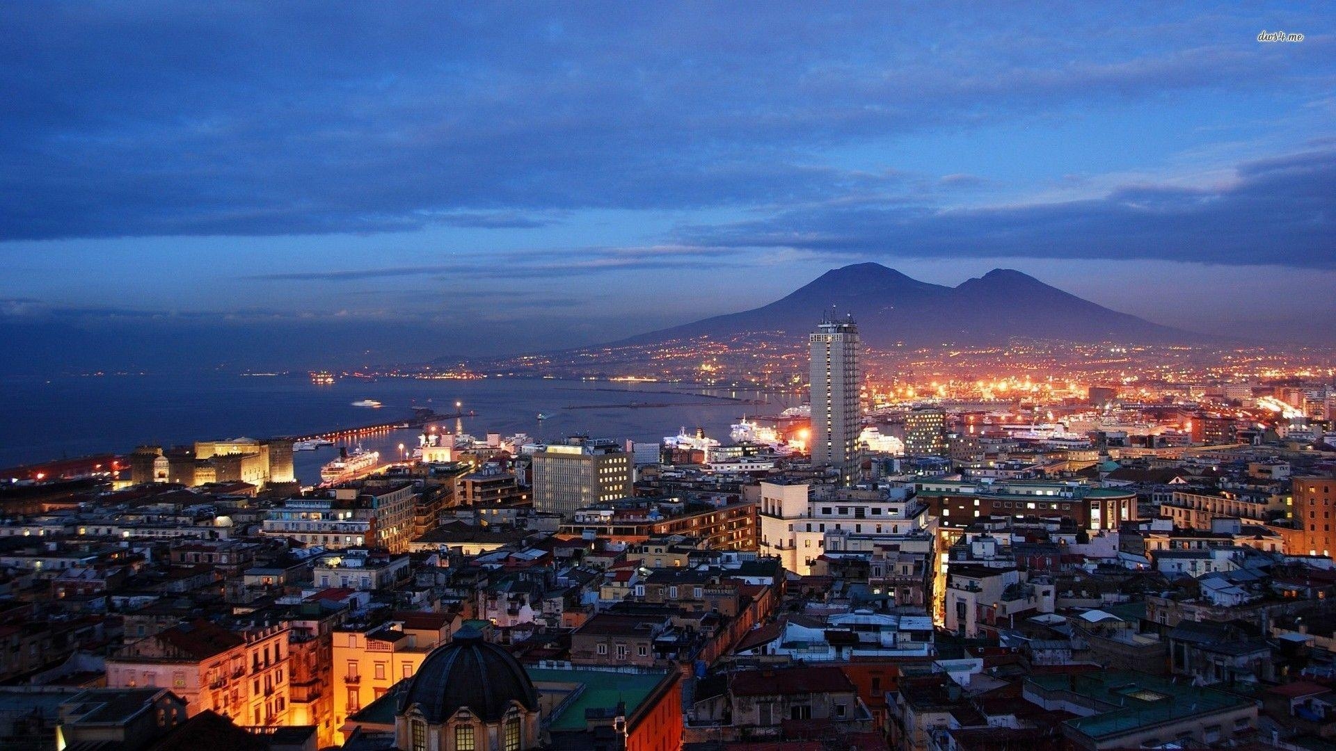 Beeindruckend, Neapel Nachtskyline, Napoli, Bild, Italien, 1920x1080 Full HD Desktop