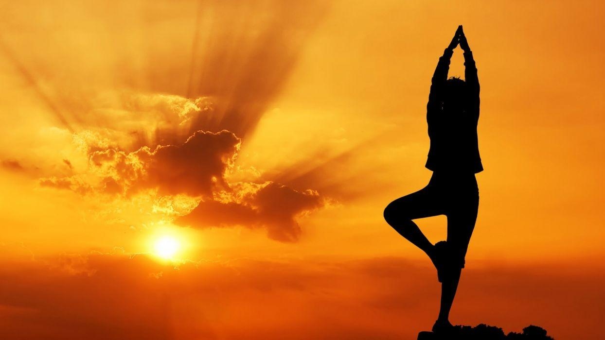 Yoga Fotografie, Mädchen, Natur, Silhouette, Sonnenuntergang, 1250x700 HD Desktop