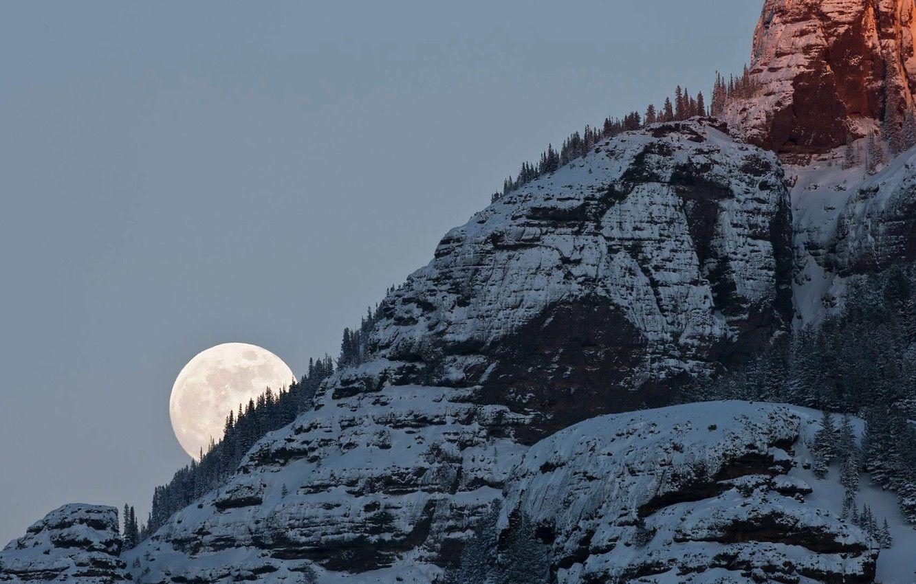 Yellowstone, Mond, Berge, USA, Natur, 1340x850 HD Desktop