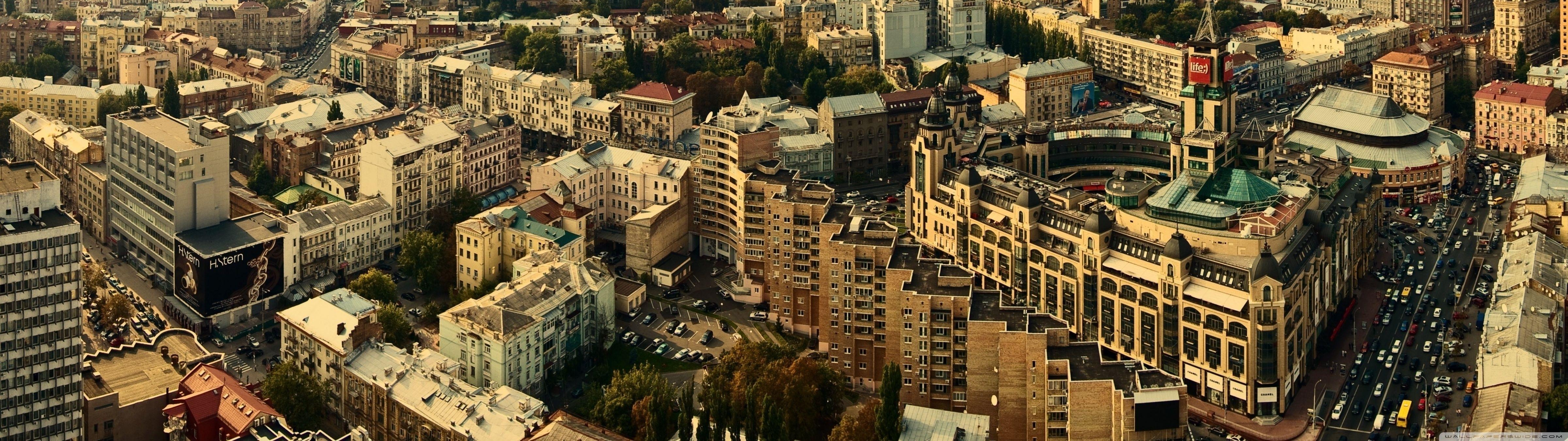 Kyiv, Panorama, Ultra HD, Reisen, Ukraine, 4800x1350 Dual Screen Desktop