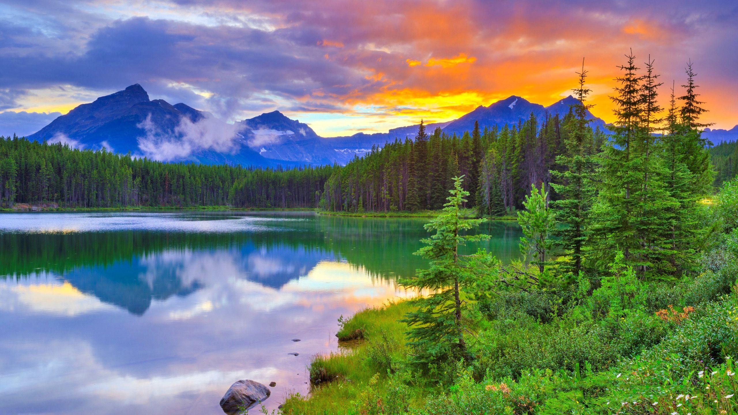 Herbert Lake, Banff, Nationalpark, Kanada, Natur, 2560x1440 HD Desktop