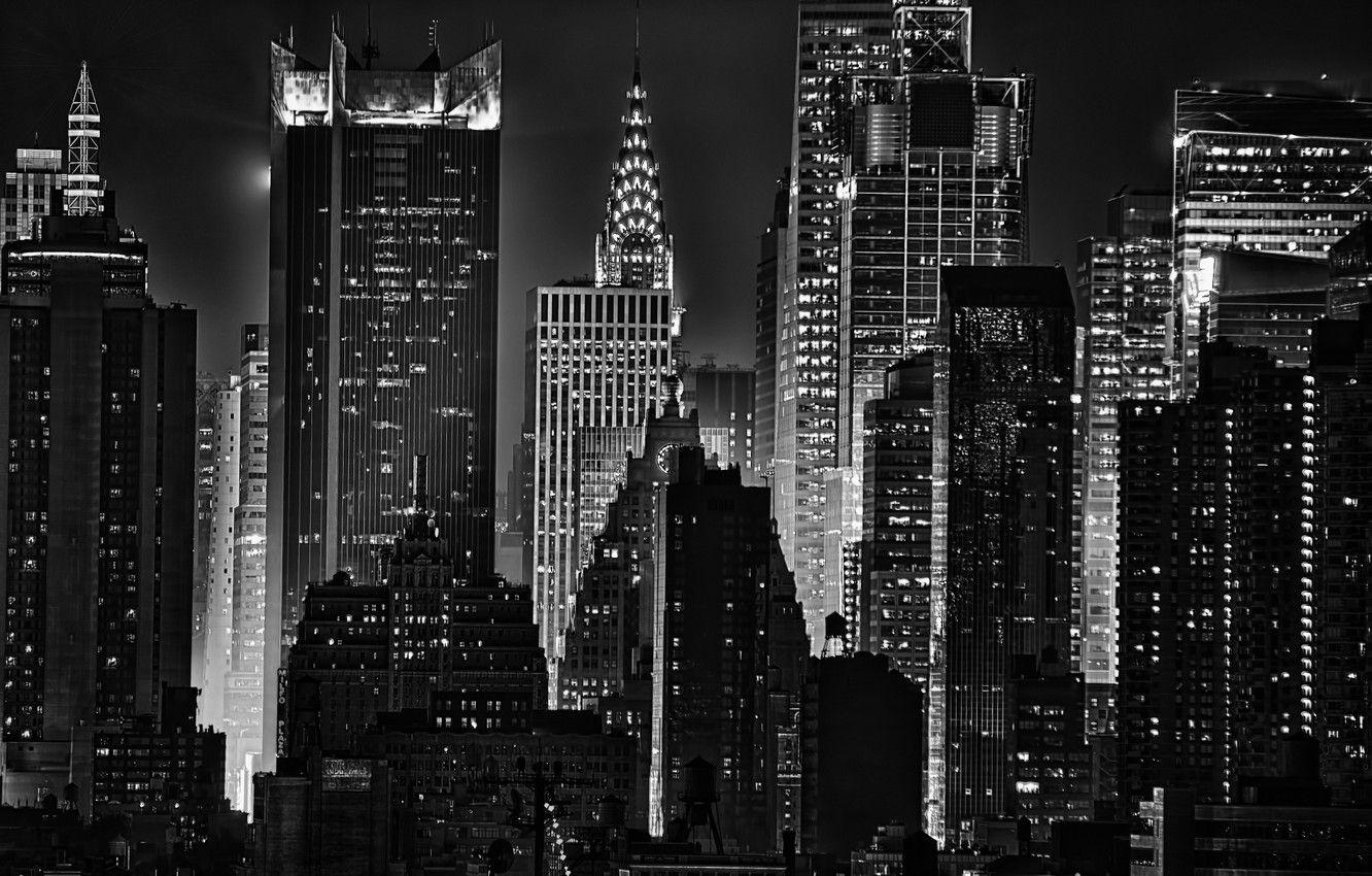 Chrysler Building, Nachtbeleuchtung, New York, Skyscraper, 1340x850 HD Desktop