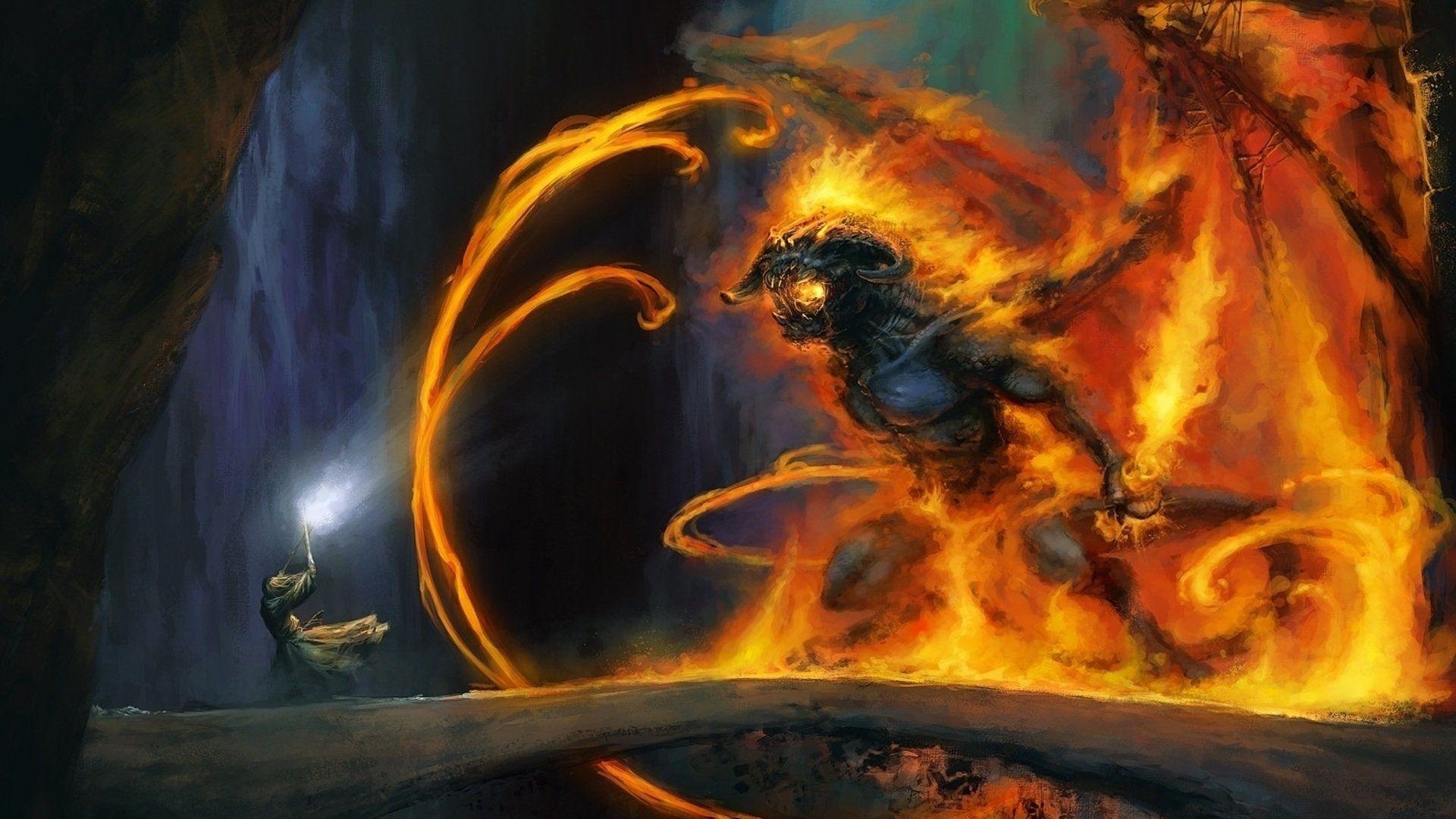 Balrog, Herr der Ringe, HD, Gandalf, Filmkulisse, 1920x1080 Full HD Desktop